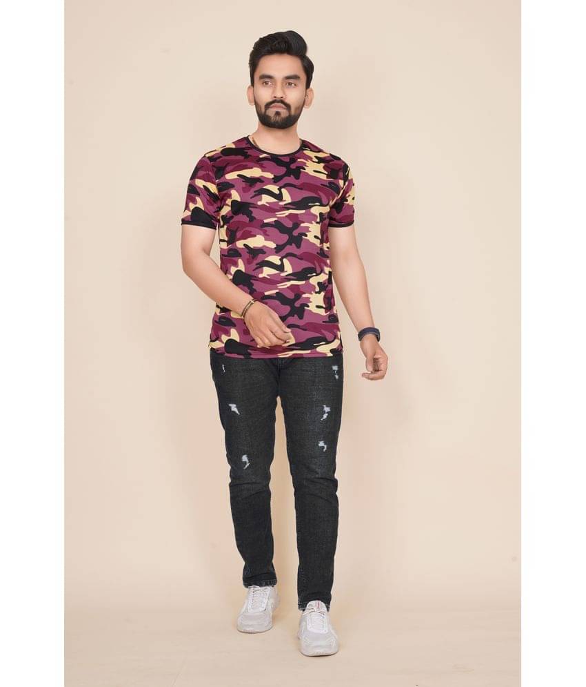     			happy khajana Polyester Regular Fit Printed Half Sleeves Men's T-Shirt - Pink ( Pack of 1 )