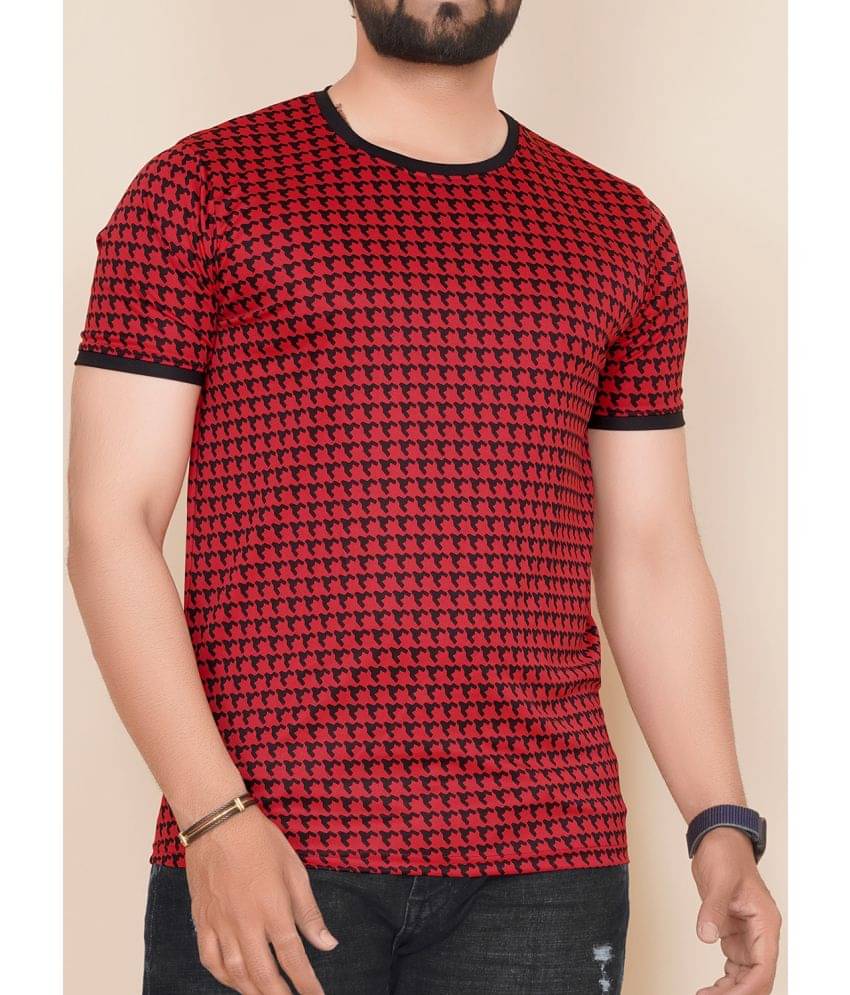 happy khajana Pack of 1 Polyester Regular Fit Men's T-Shirt ( Red ) happy khajana Pack of 1 Polyester Regular Fit Men's T-Shirt ( Red )