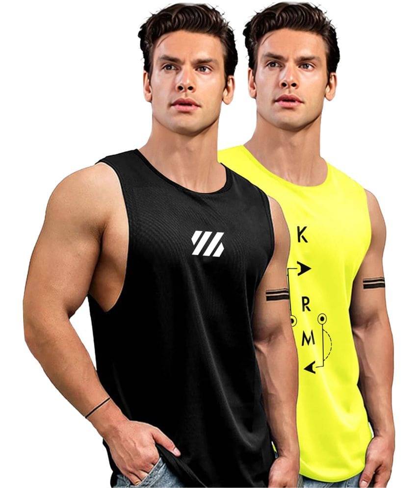 AUSK Pack of 2 Polyester Gym Vest For Men ( Black ) AUSK Pack of 2 Polyester Gym Vest For Men ( Black )