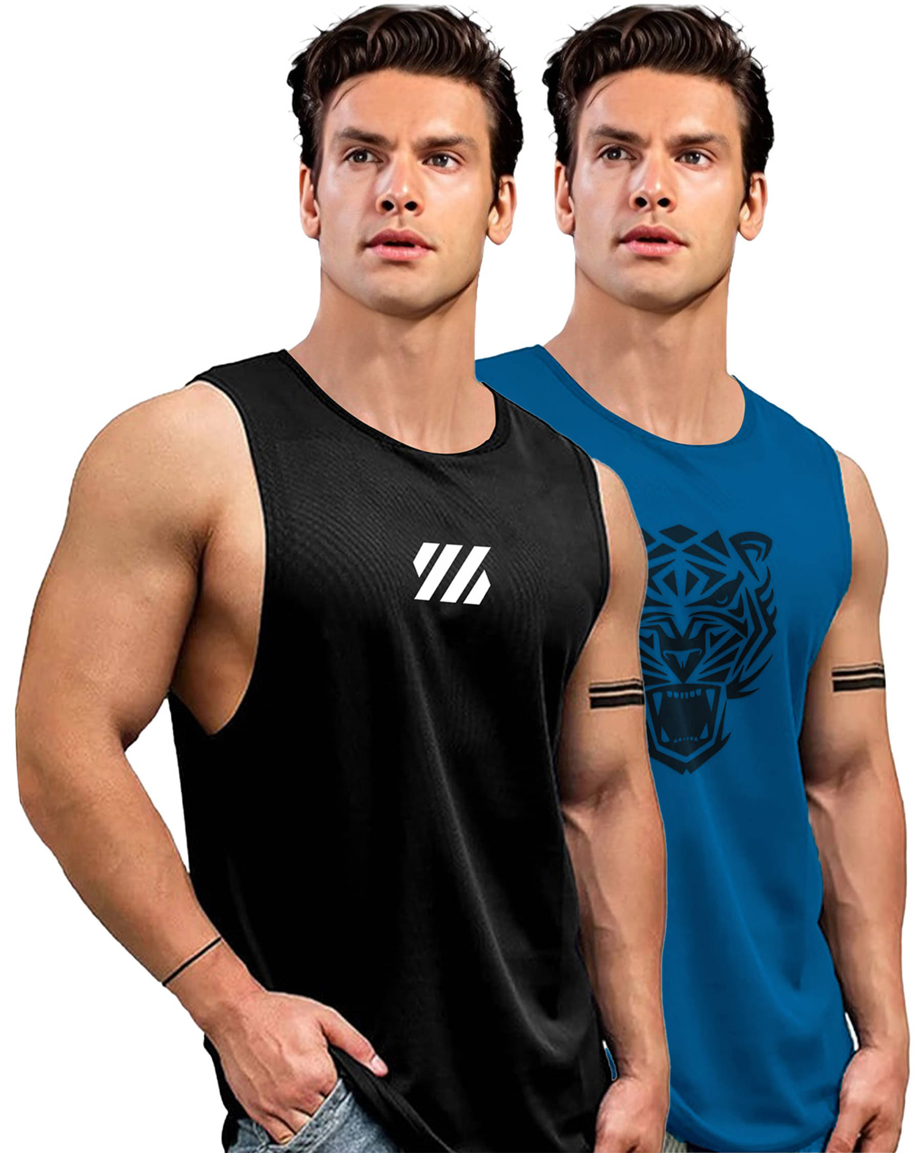 AUSK Pack of 2 Polyester Gym Vest For Men ( Black ) AUSK Pack of 2 Polyester Gym Vest For Men ( Black )
