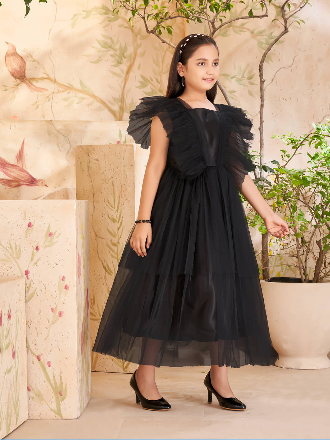 Aarika Net Fit And Flare Dress For Girls ( Pack of 1 , Black ) Aarika Net Fit And Flare Dress For Girls ( Pack of 1 , Black )