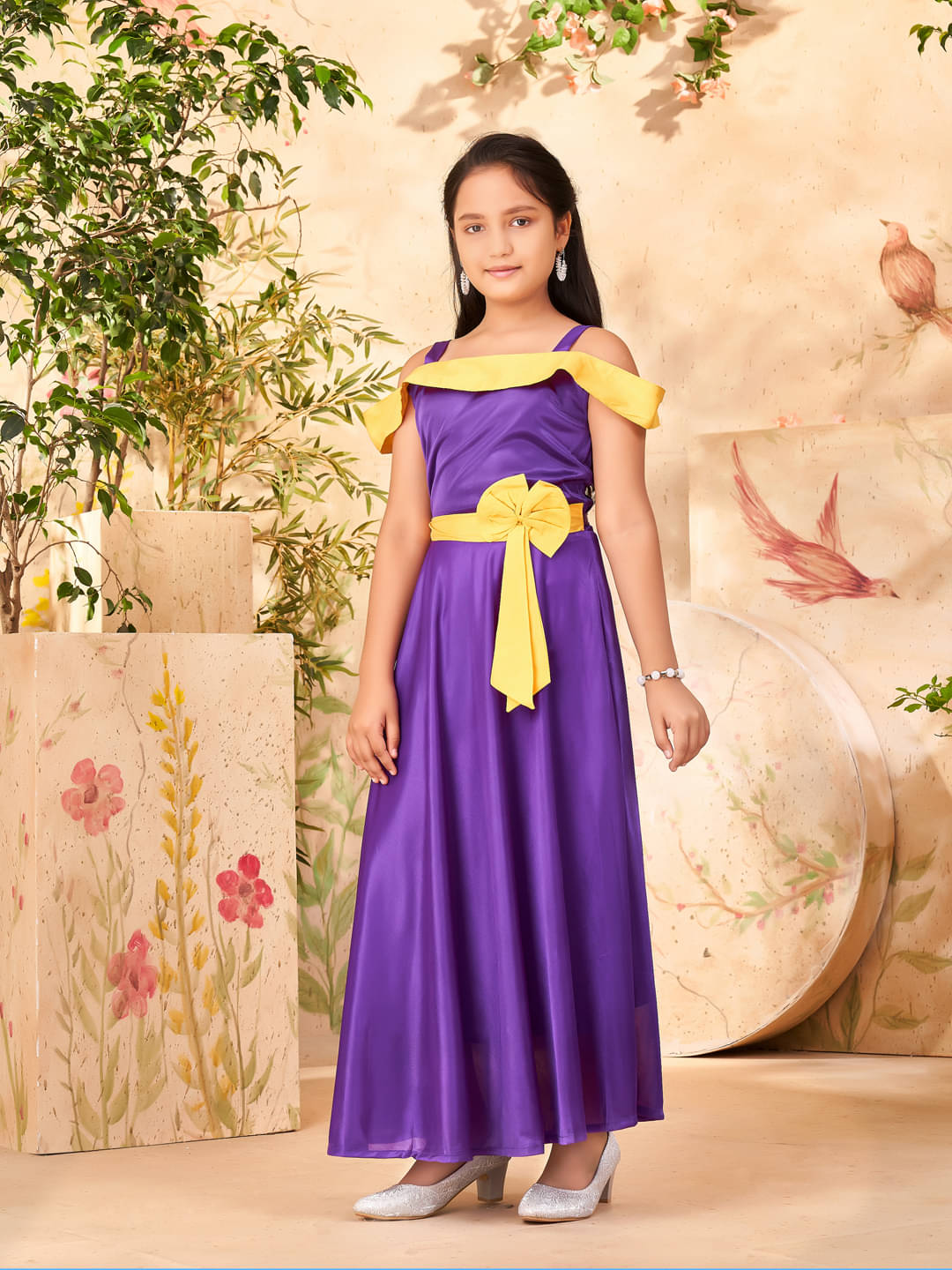     			Aarika Silk Gown For Girls ( Pack of 1 , Purple )