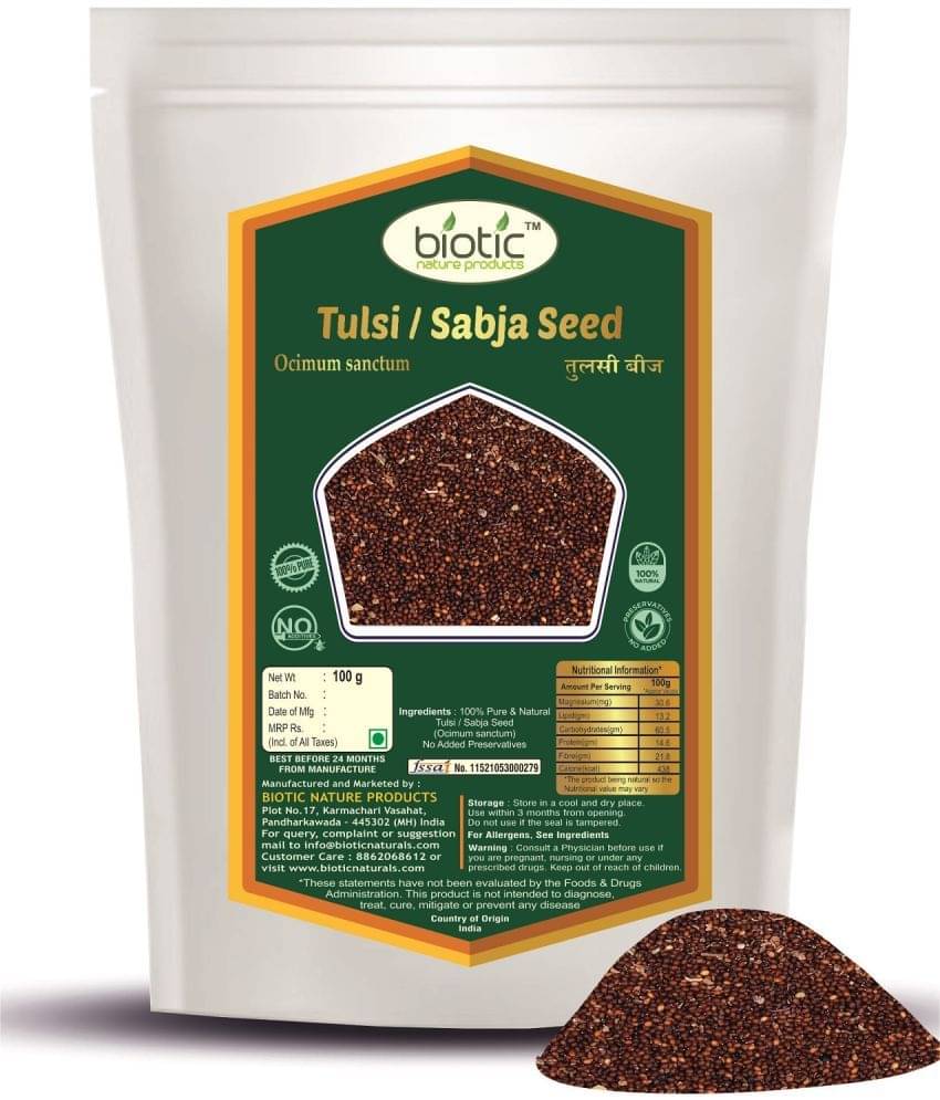 Biotic Tulsi Seeds - Basil Seed - Sabja Seed - Tulsi Beej - Tukmariya 100 gm Biotic Tulsi Seeds - Basil Seed - Sabja Seed - Tulsi Beej - Tukmariya 100 gm