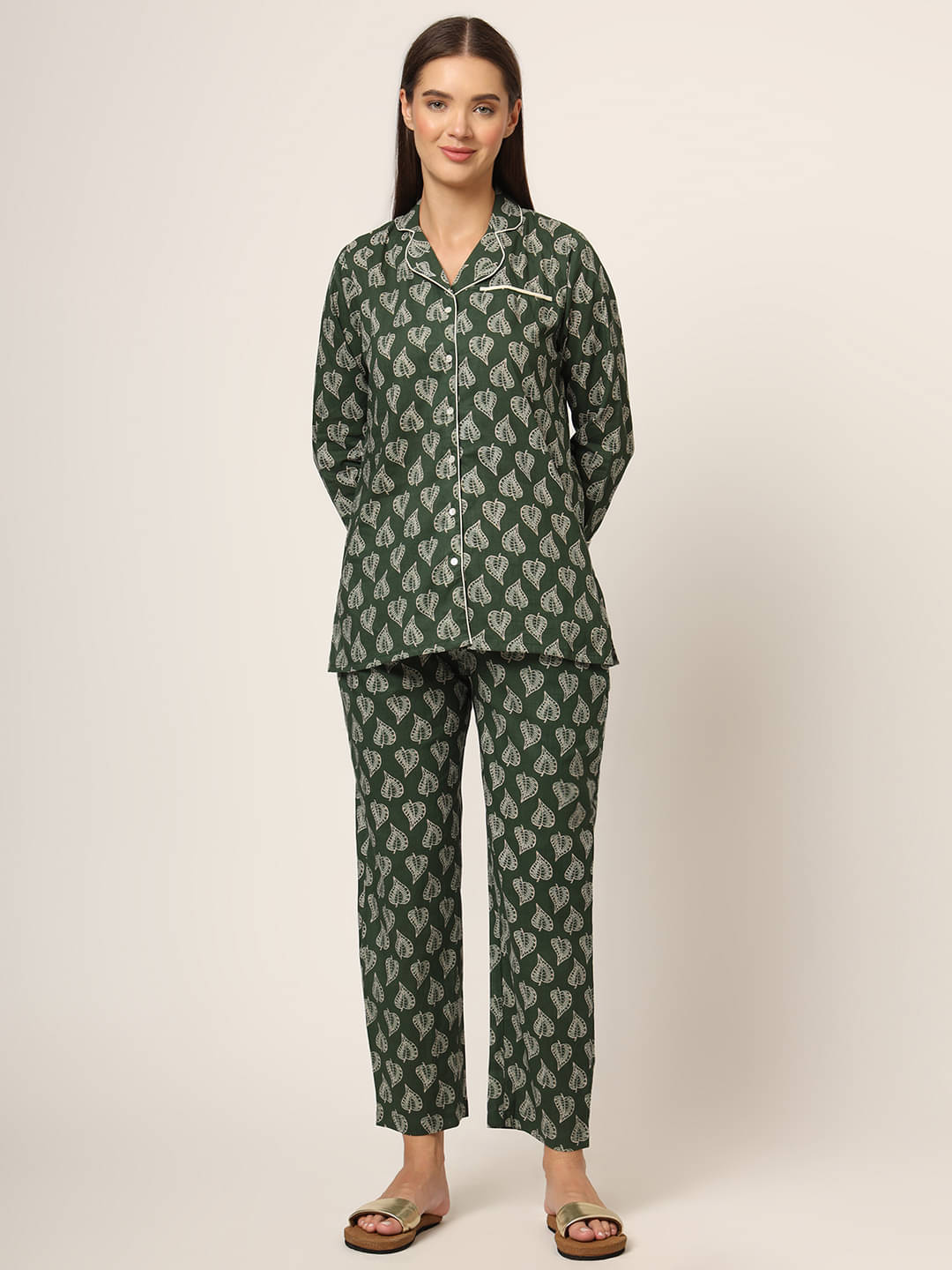     			Divena Green Cotton Women's Nightwear Nightsuit Sets ( Pack of 1 )