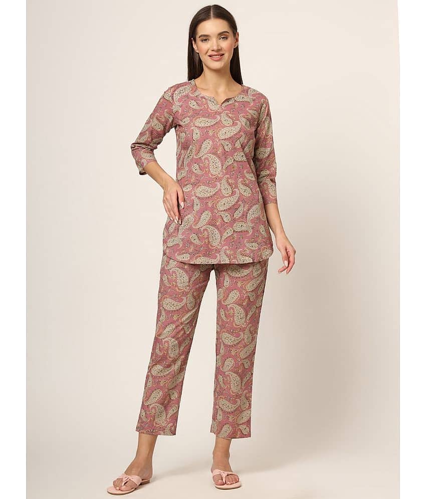 Divena Pink Cotton Women's Nightwear Nightsuit Sets ( Pack of 1 ) - Nightwear & Loungewear | Buy online on ZillyBuy