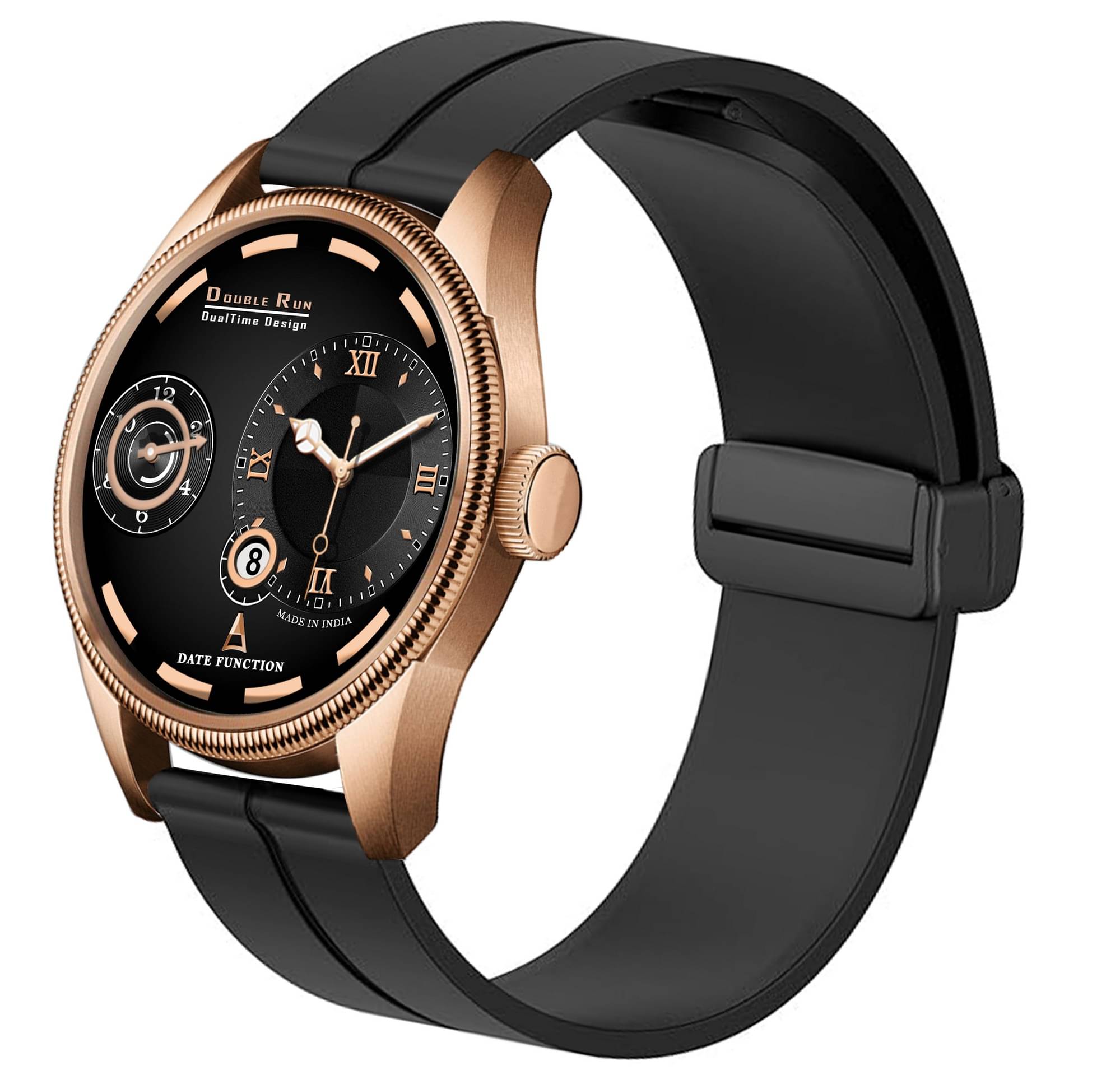     			DoubleRun Black Silicon Chronograph Men's Watch