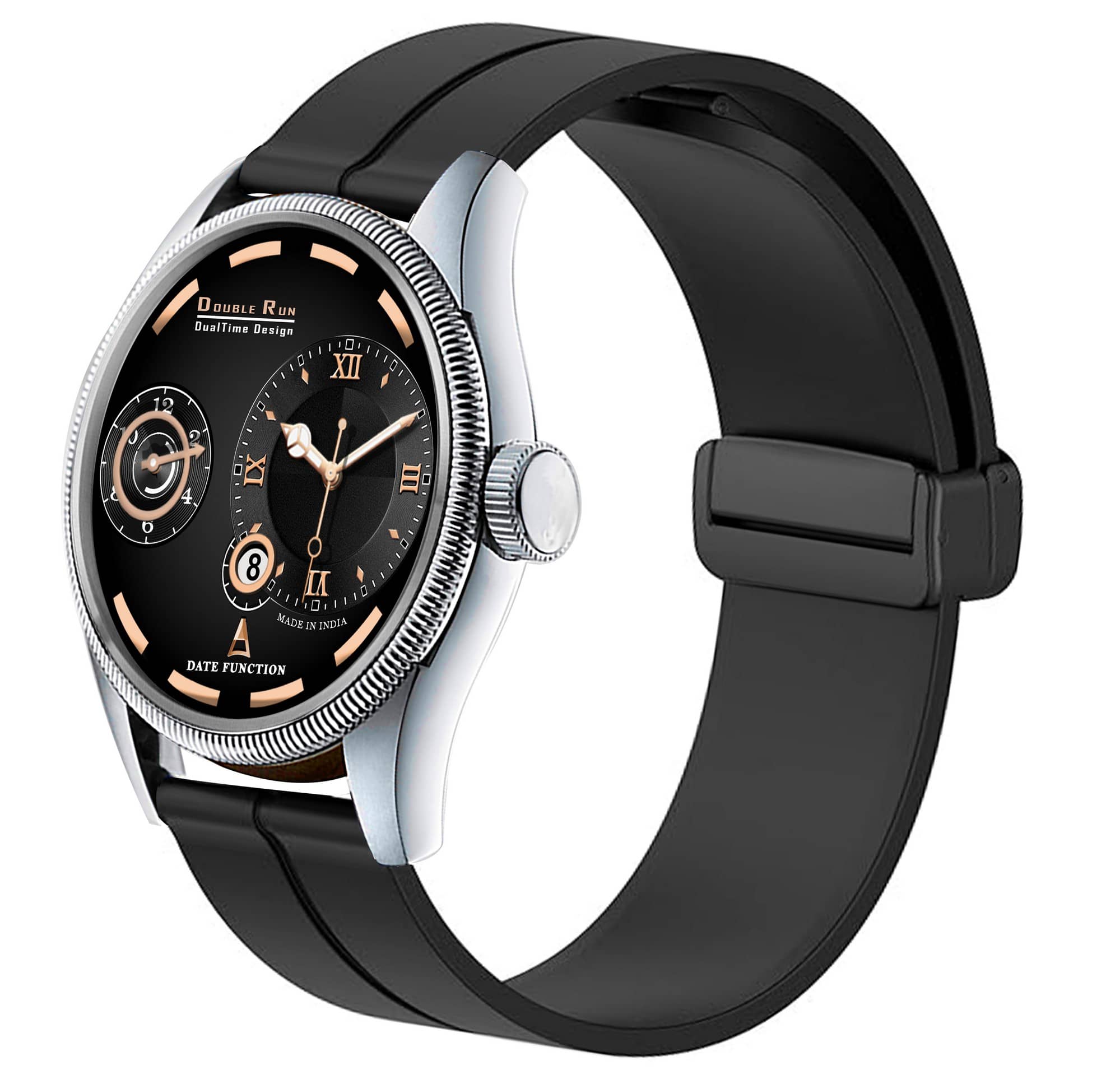 DoubleRun Black Silicon Chronograph Men's Watch