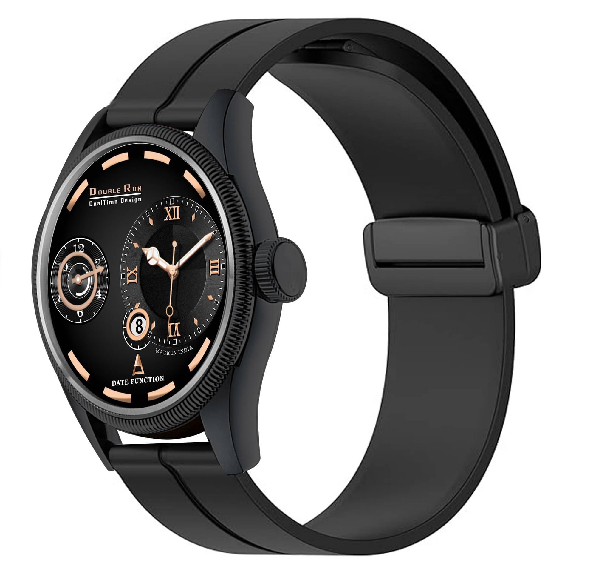     			DoubleRun Black Silicon Chronograph Men's Watch