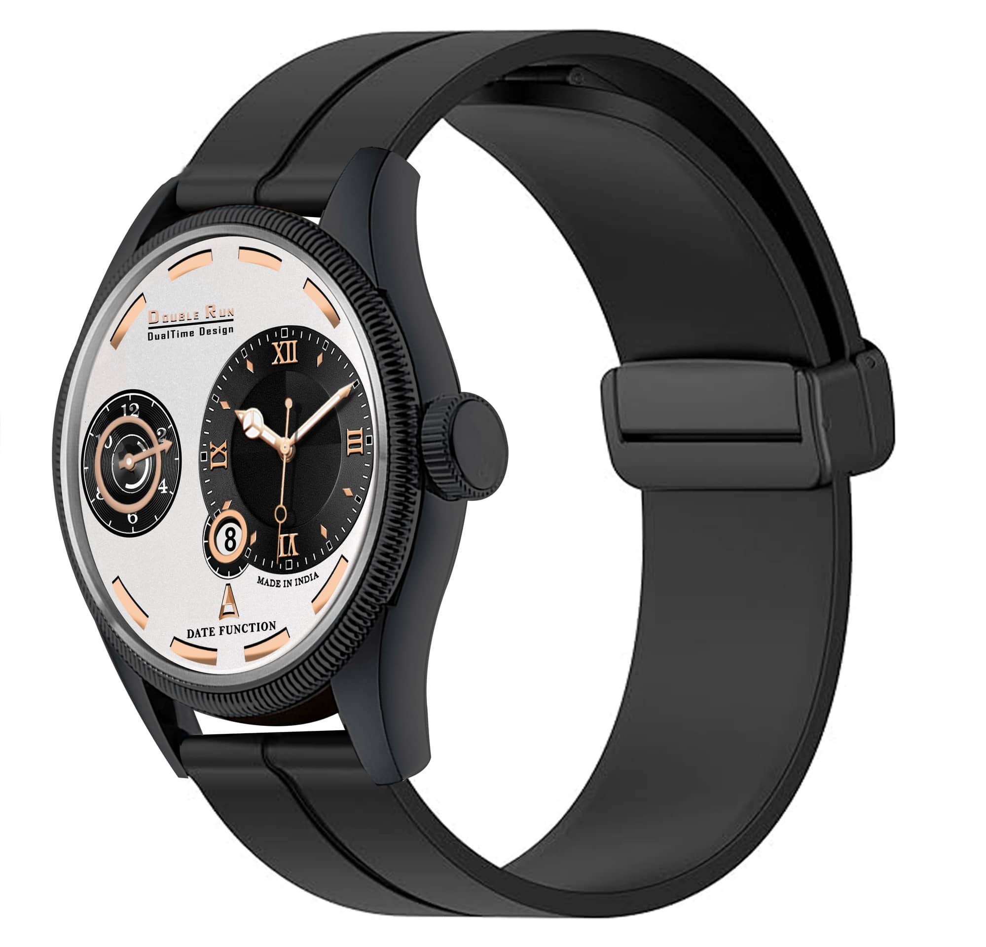 DoubleRun Black Silicon Chronograph Men's Watch