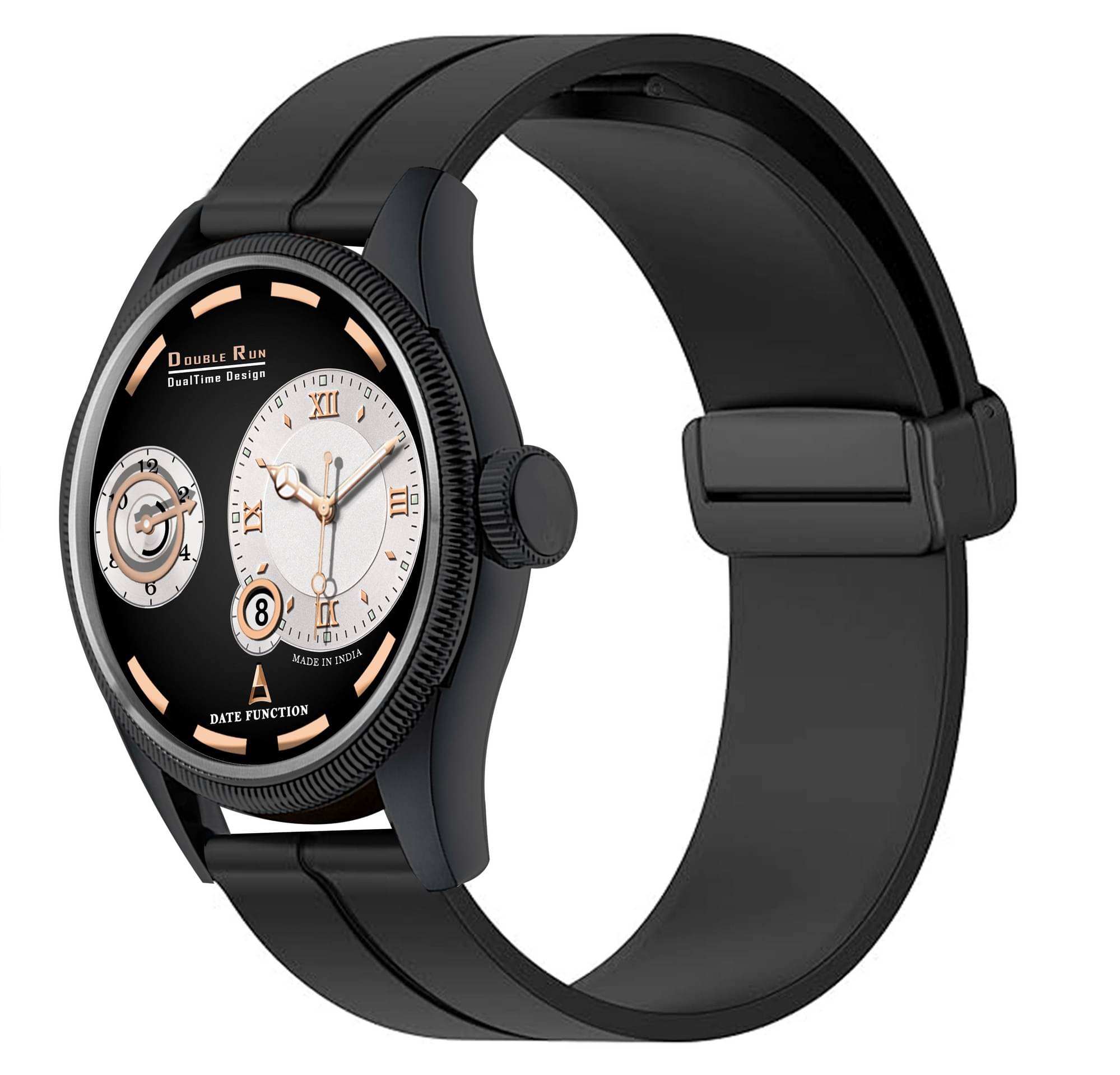     			DoubleRun Black Silicon Chronograph Men's Watch