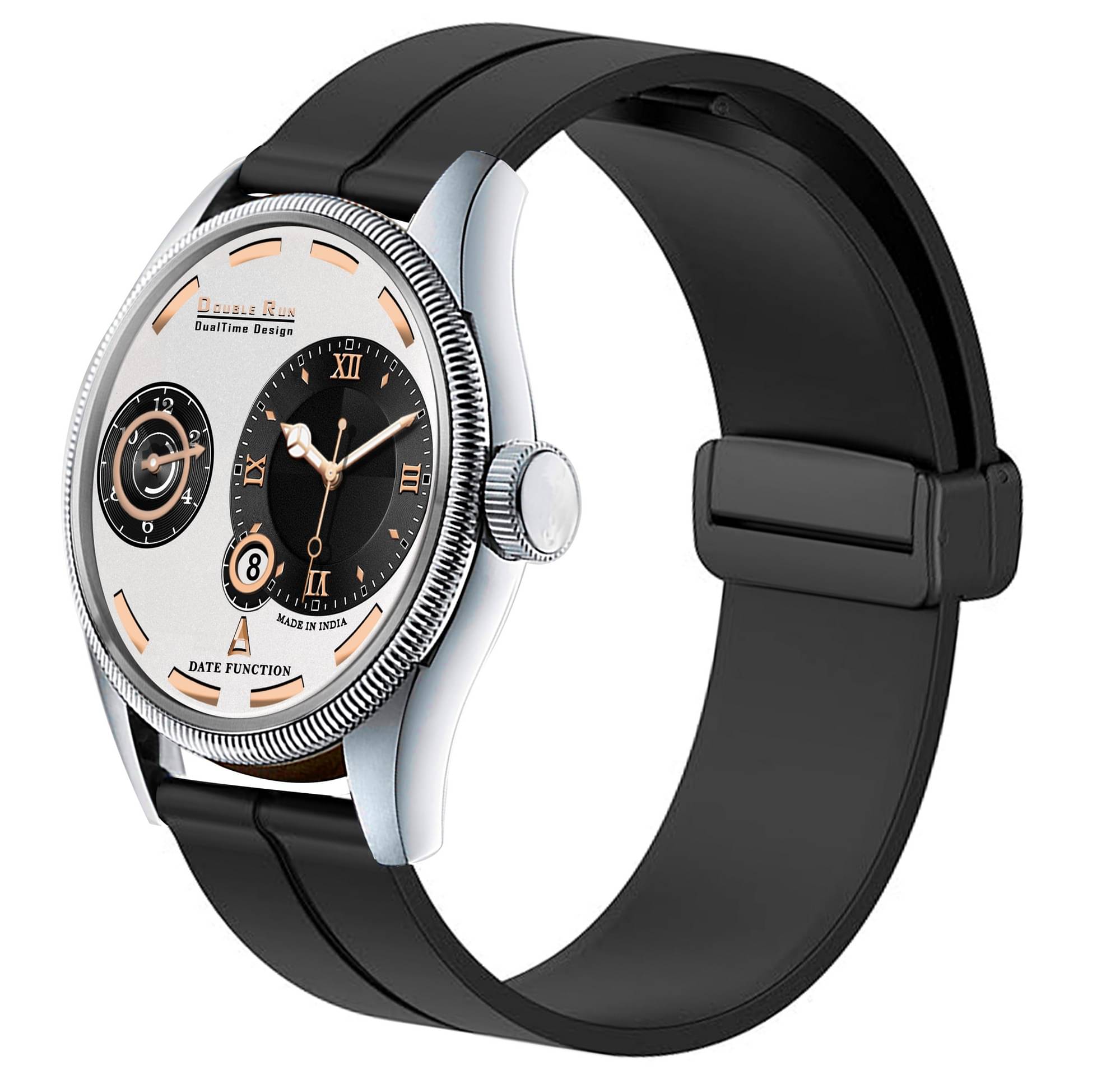     			DoubleRun Black Silicon Chronograph Men's Watch