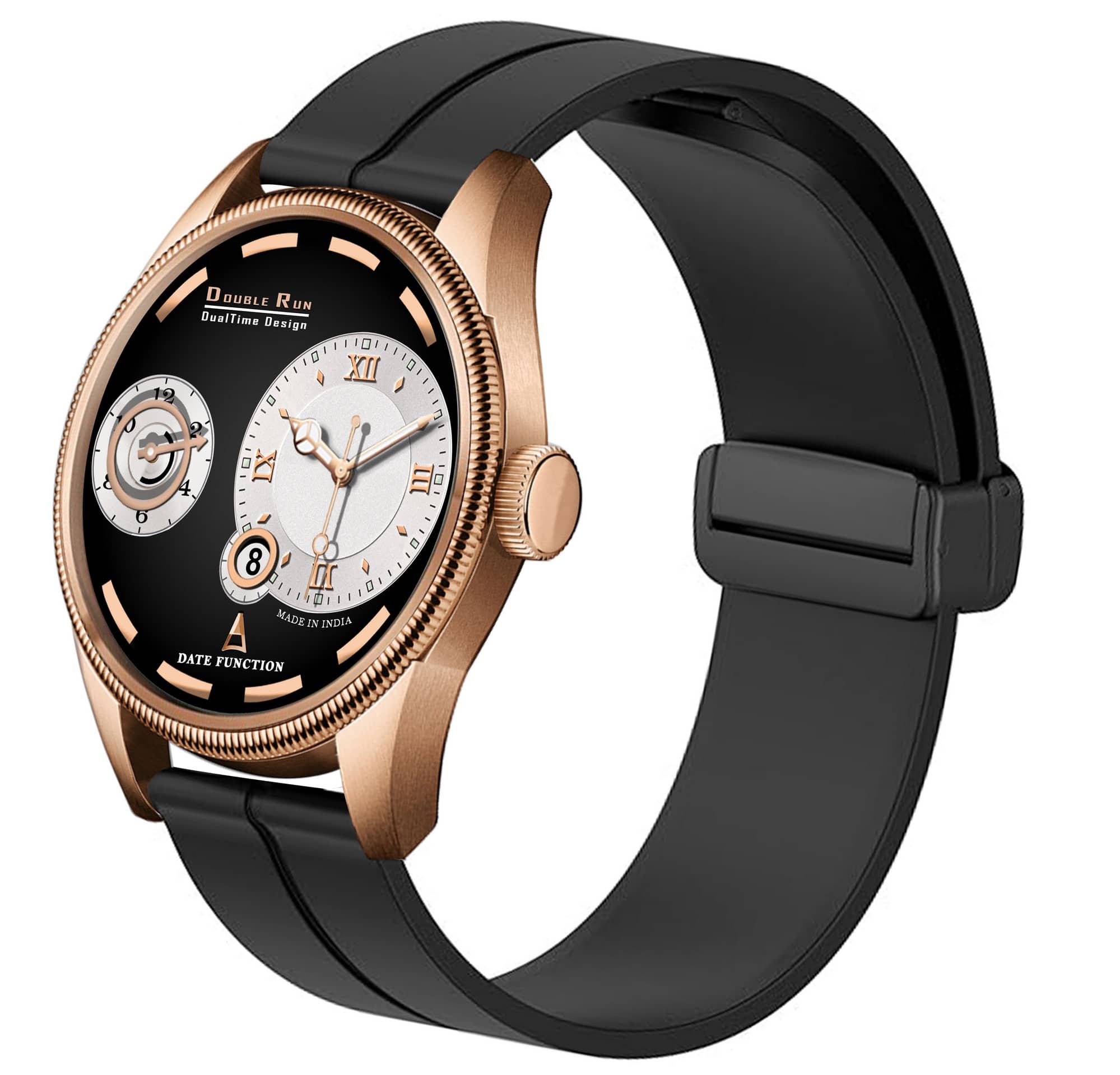 DoubleRun Black Silicon Chronograph Men's Watch