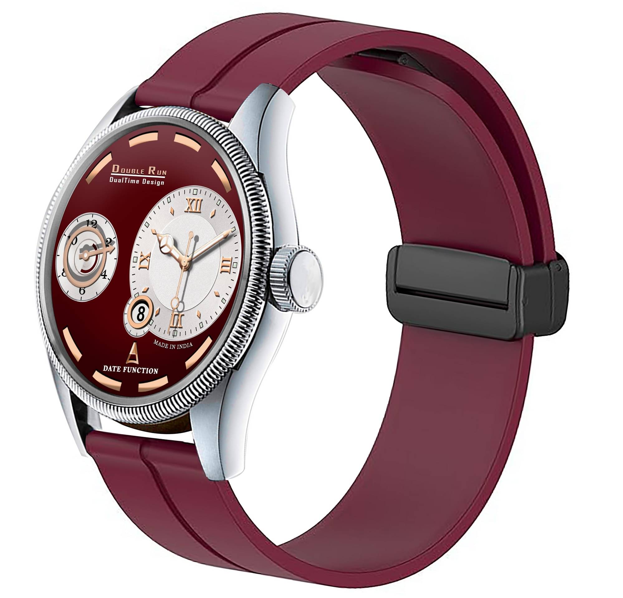     			DoubleRun Red Silicon Chronograph Men's Watch