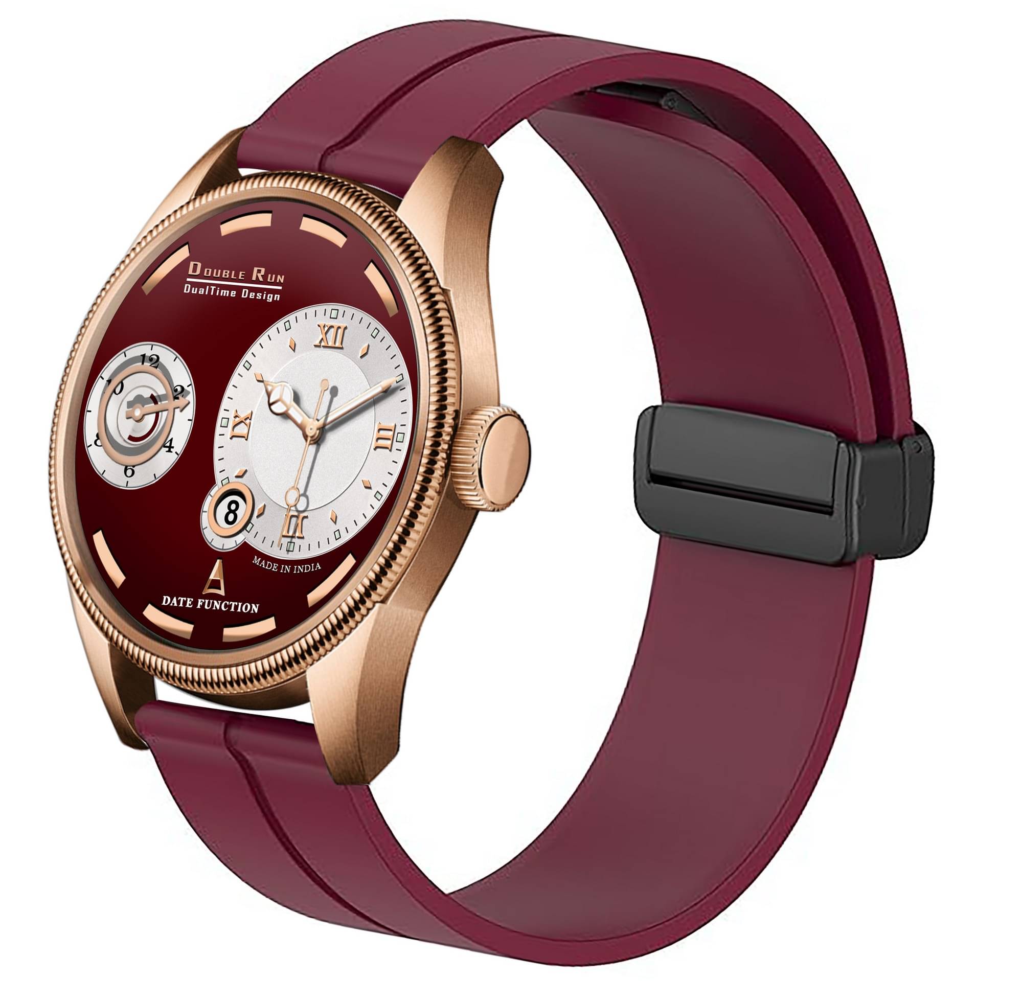     			DoubleRun Red Silicon Chronograph Men's Watch
