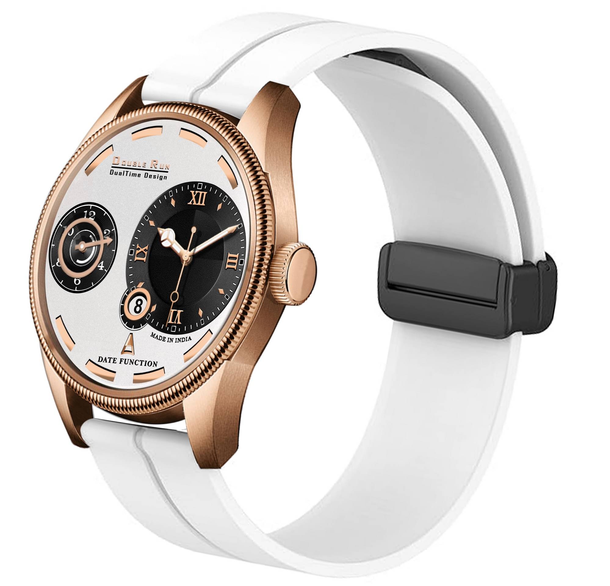     			DoubleRun White Silicon Chronograph Men's Watch
