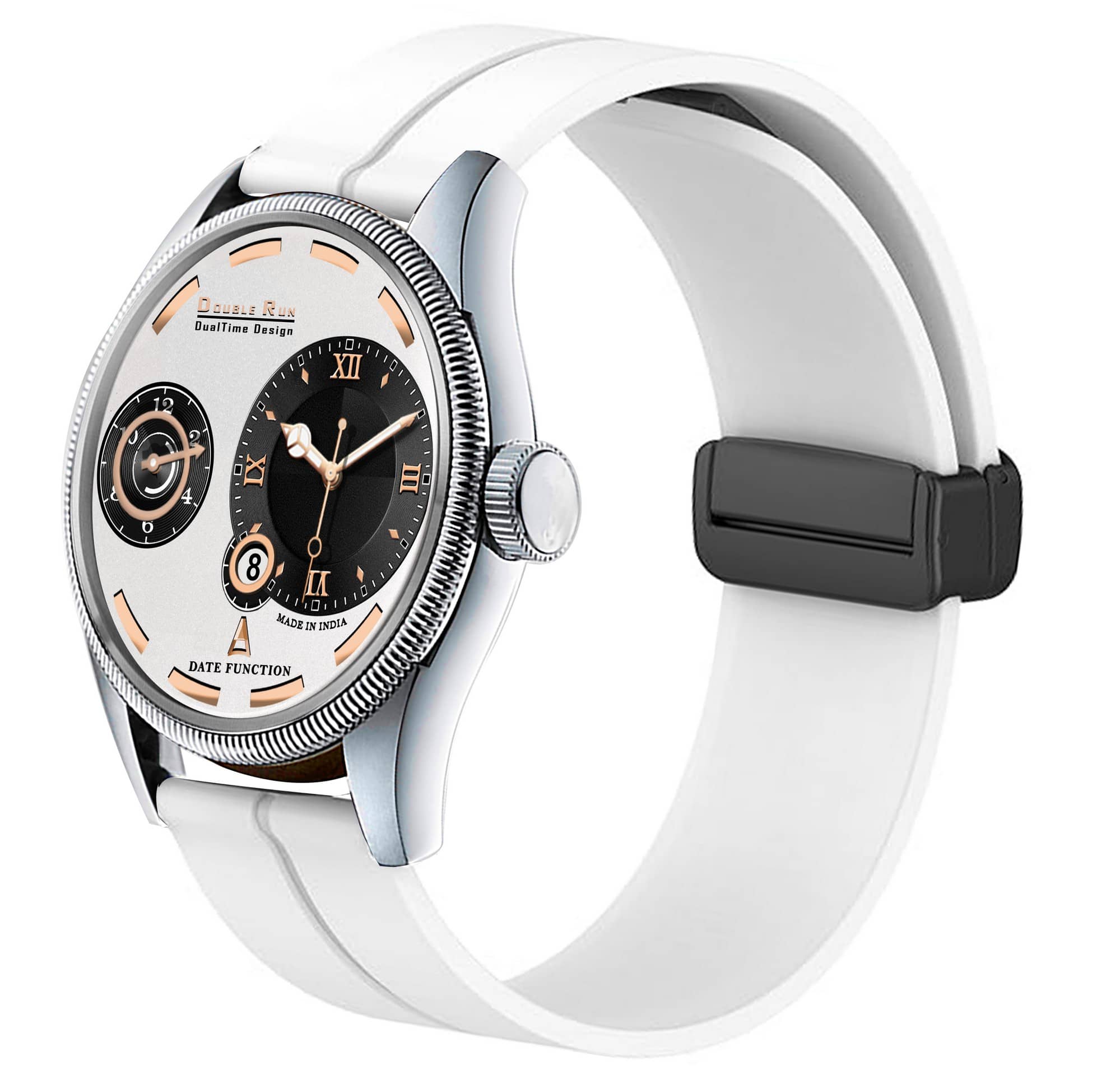 DoubleRun White Silicon Chronograph Men's Watch