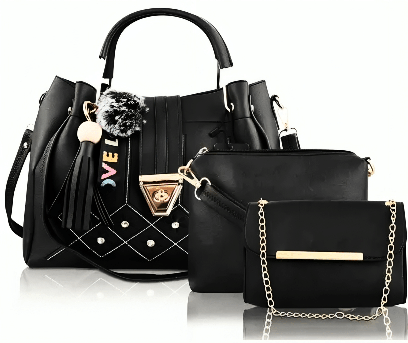     			Fargo Black Faux Leather Handheld