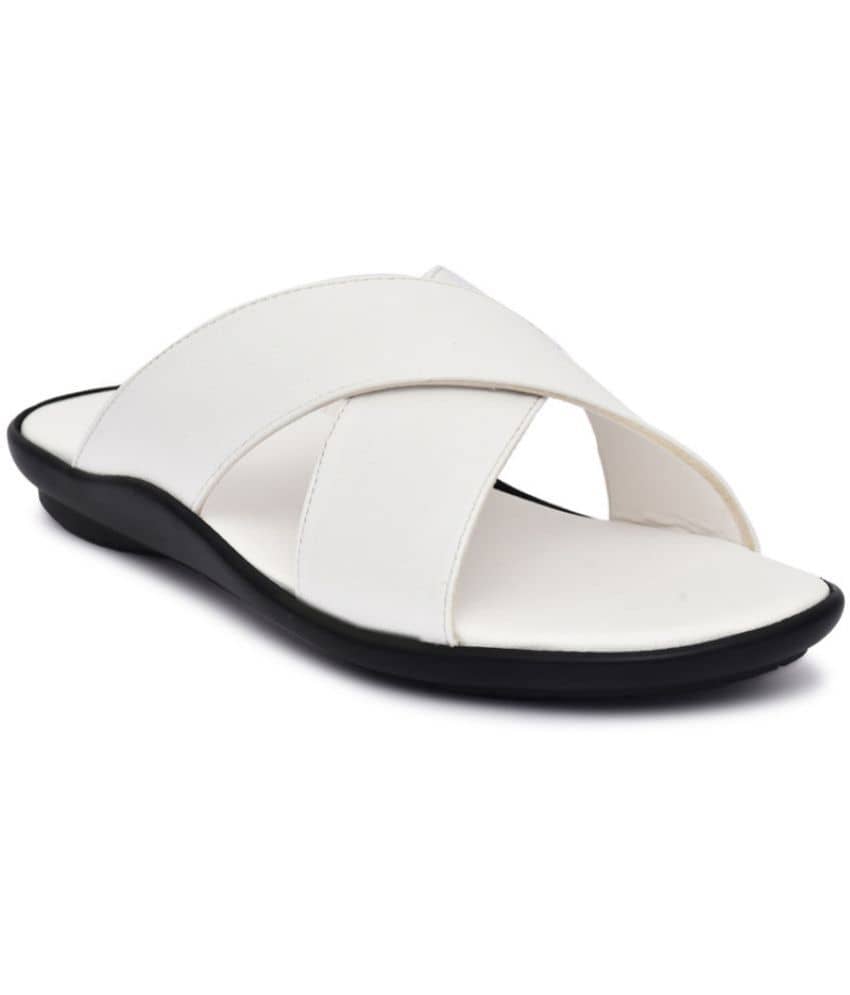IVRAH White Men's Leather Slipper