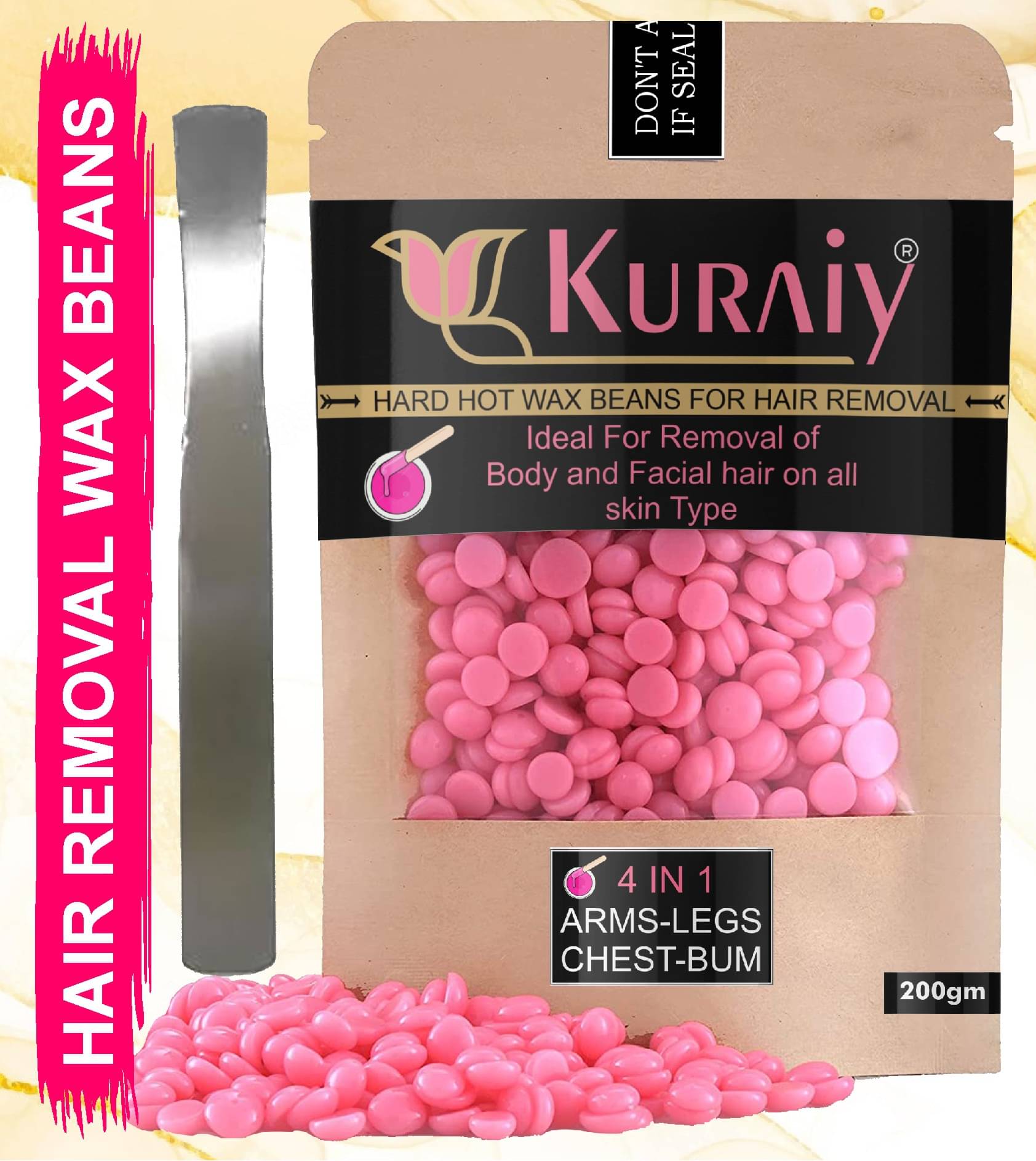 KURAIY Hair Removal Hot Hard Body Wax Beans (200Gm) for whole Body KURAIY Hair Removal Hot Hard Body Wax Beans (200Gm) for whole Body