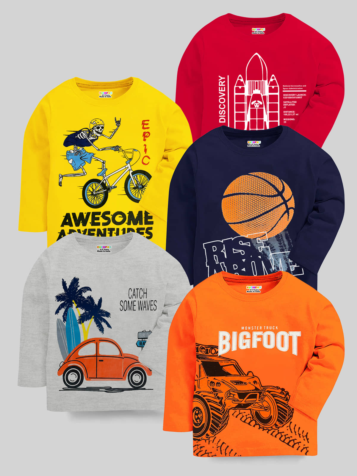 Kuchipoo Pack of 2 Boys Cotton Blend T-Shirt ( Multicolor )