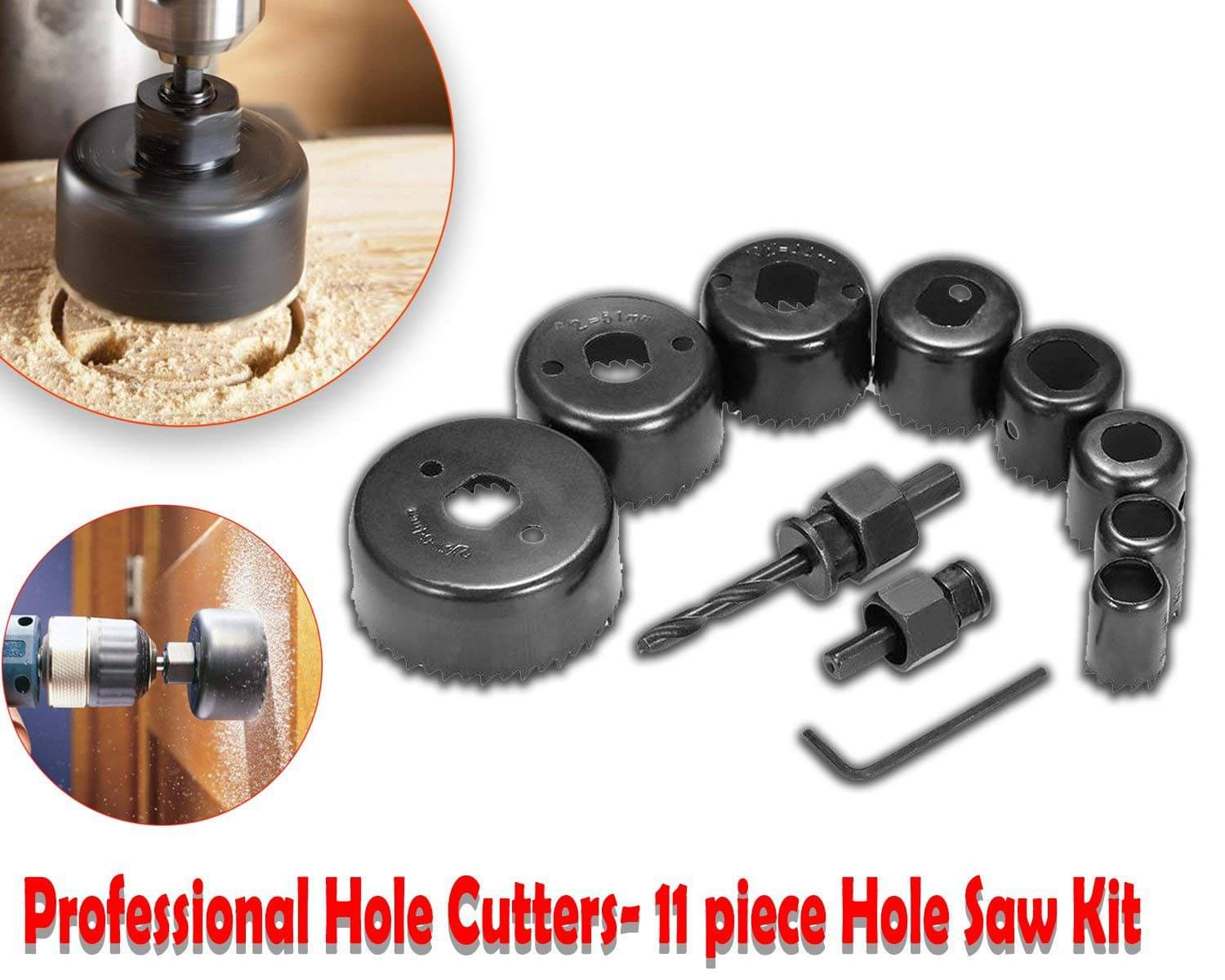 SHB Hole Saw Cutter Set Hole Saw Wood Metal Hole Saw Set 11 - Pcs Carbon Steel Hole Saw for Wood Other Home SHB Hole Saw Cutter Set Hole Saw Wood Metal Hole Saw Set 11 - Pcs Carbon Steel Hole Saw for Wood Other Home