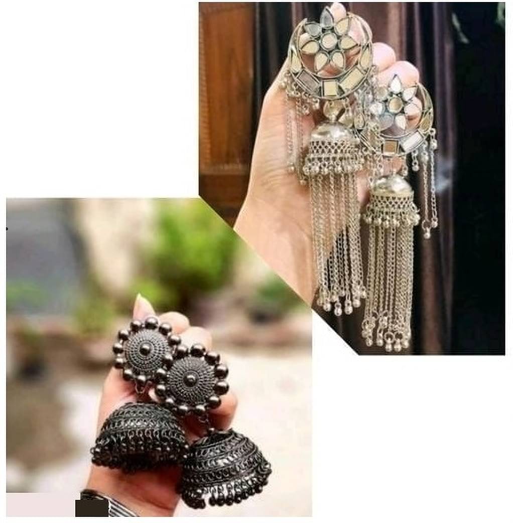     			Samridhi DC Black Drop Earrings ( Pack of 2 )