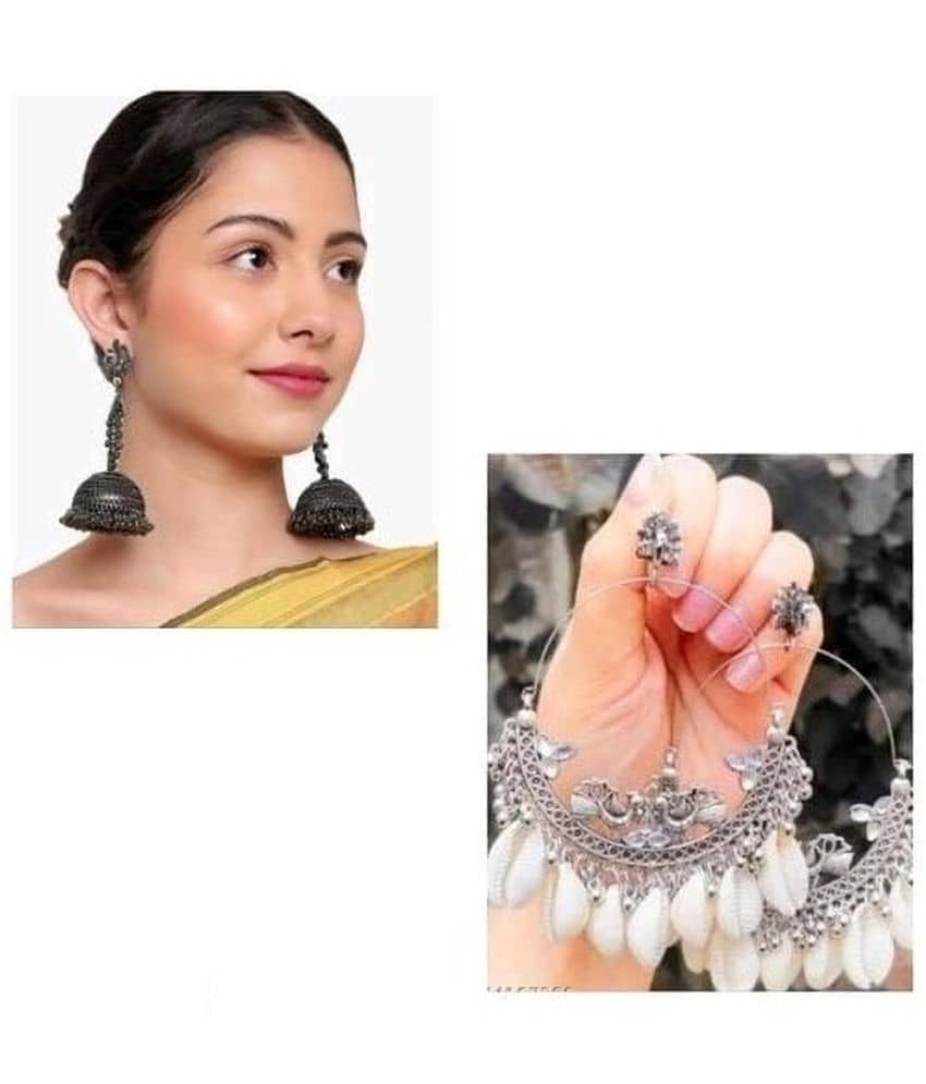 Samridhi DC Black Drop Earrings ( Pack of 2 ) - Earrings | Buy online on ZillyBuy