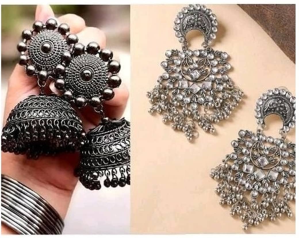 Samridhi DC Black Jhumki Earrings ( Pack of 2 ) - Earrings | Buy online on ZillyBuy