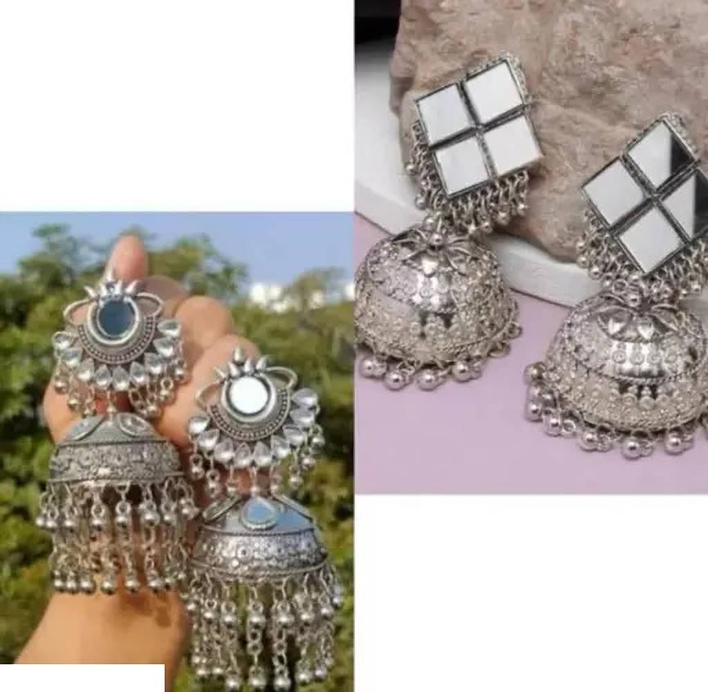     			Samridhi DC Silver Drop Earrings ( Pack of 2 )