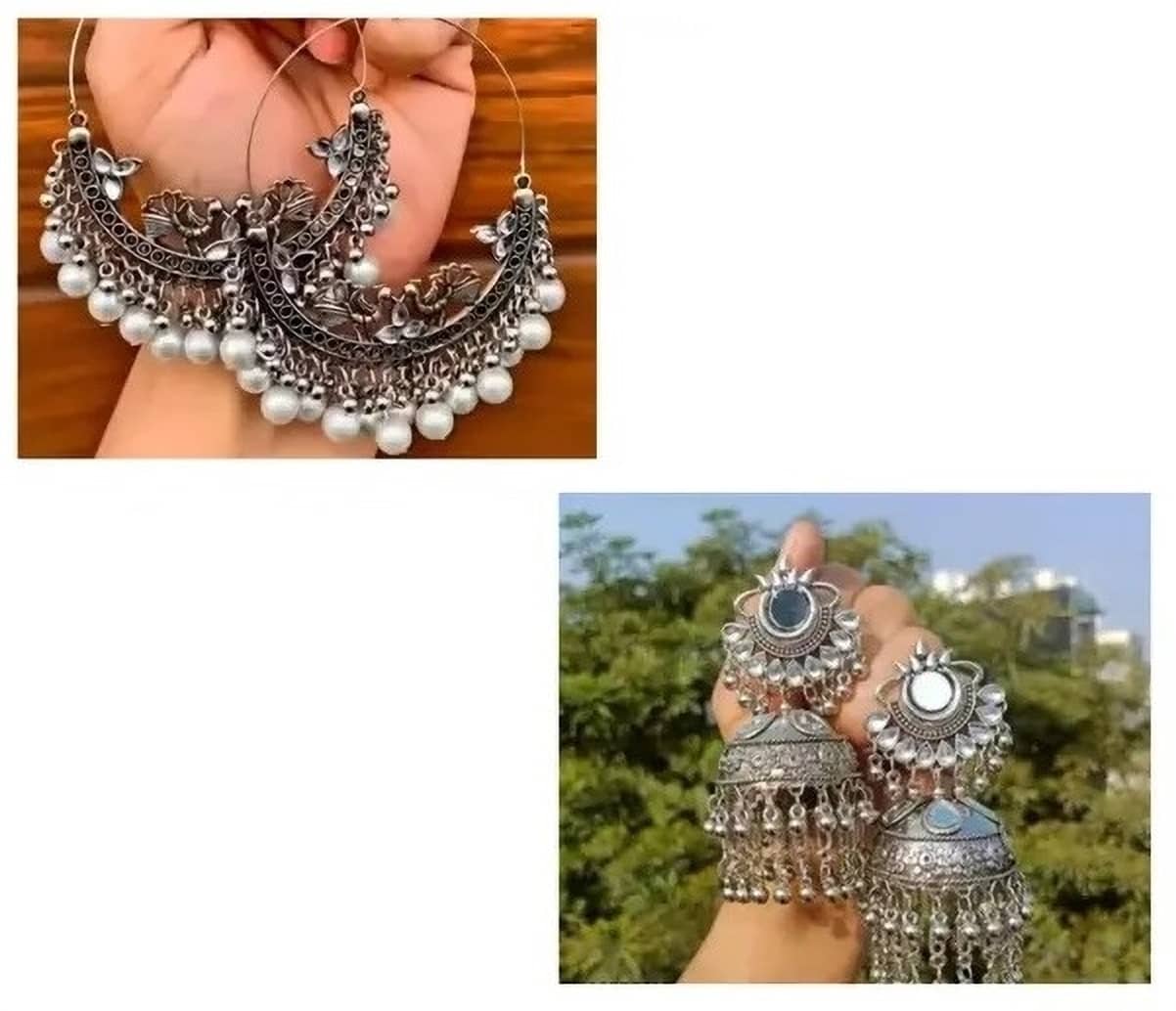 Samridhi DC Silver Drop Earrings ( Pack of 2 ) - Earrings | Buy online on ZillyBuy
