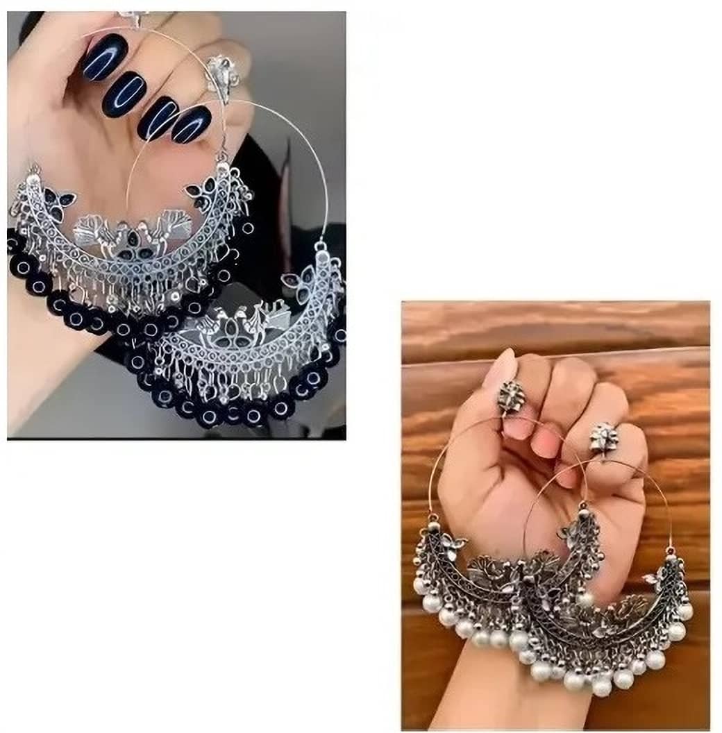 Samridhi DC Silver Drop Earrings ( Pack of 2 ) - Earrings | Buy online on ZillyBuy