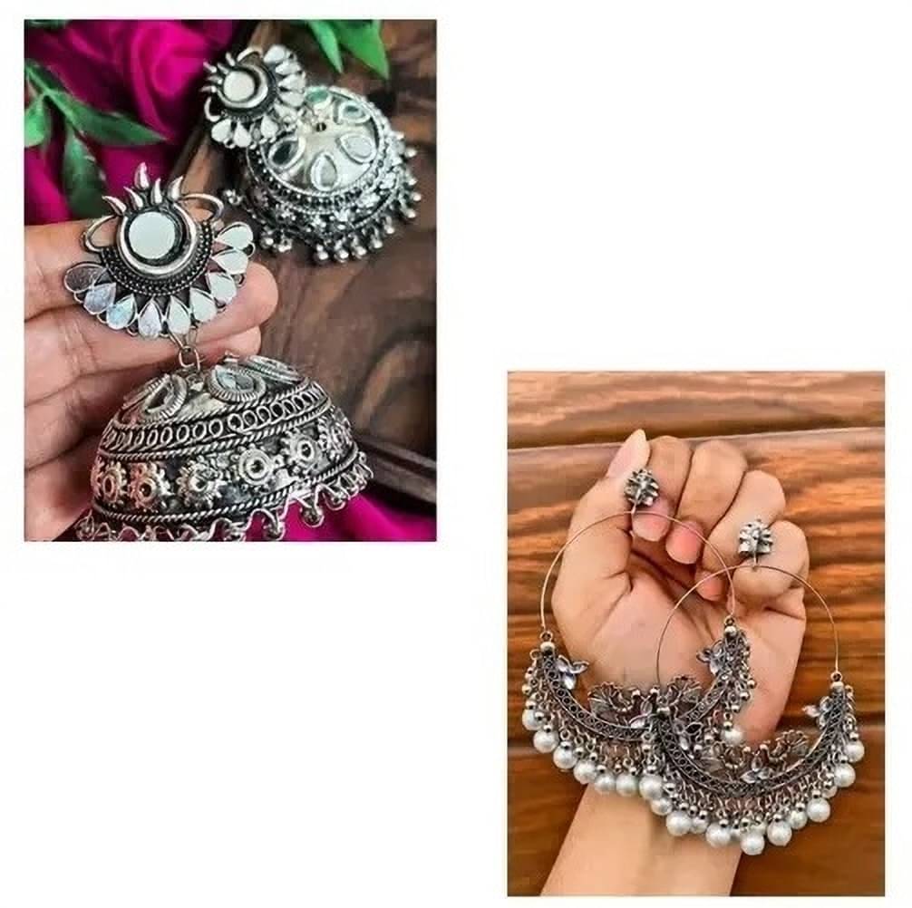     			Samridhi DC Silver Drop Earrings ( Pack of 2 )