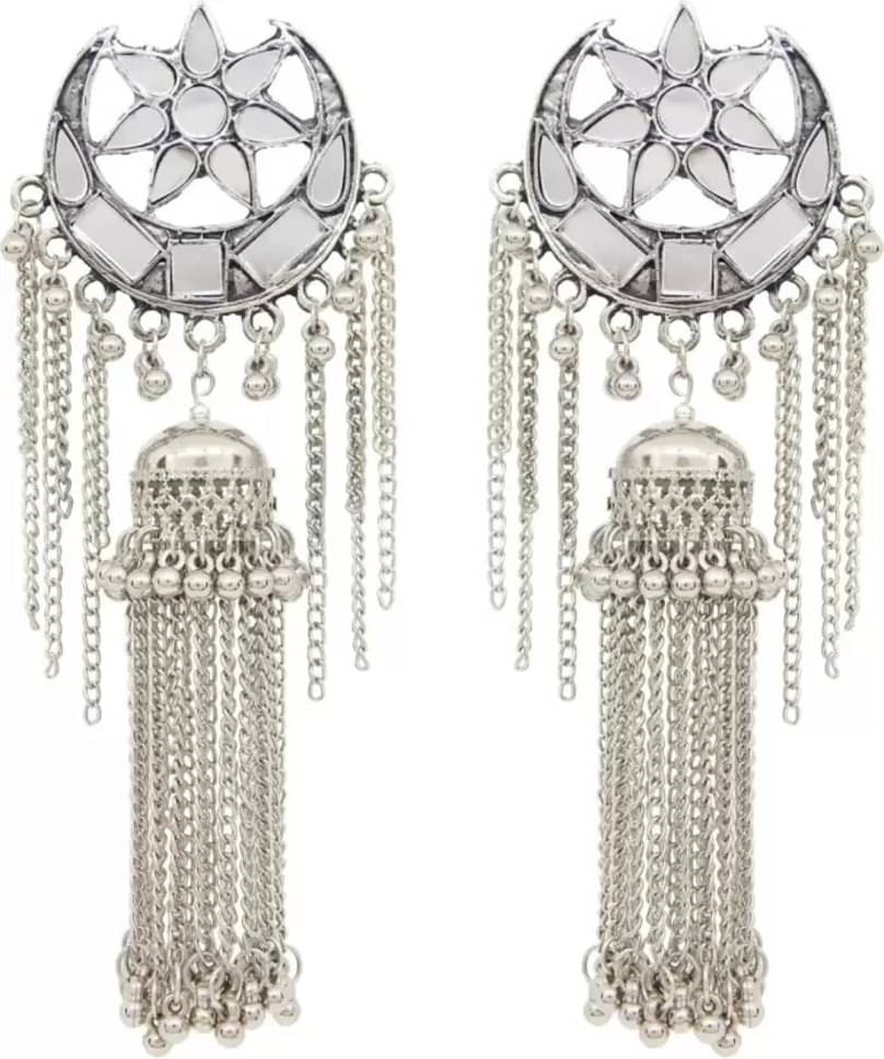     			Samridhi DC Silver Jhumki Earrings ( Pack of 1 )