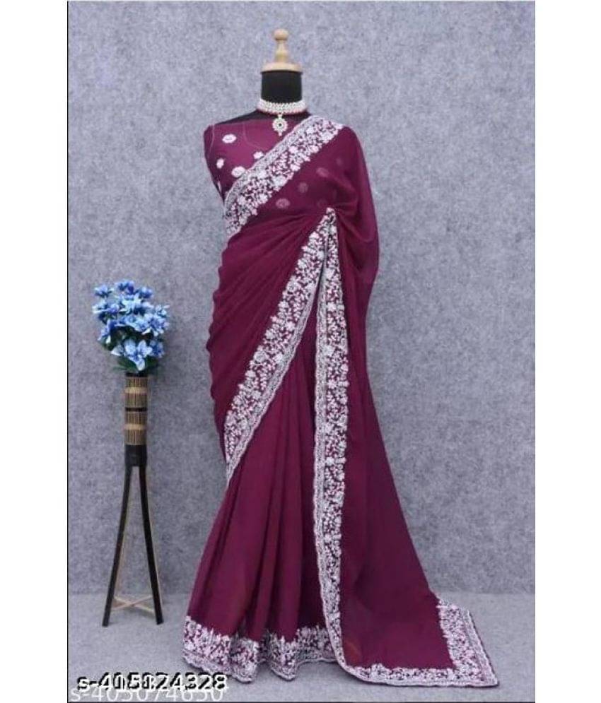 Shivadit ethnic Georgette Embroidered Saree With Unstitched Blouse Piece ( Purple ) Shivadit ethnic Georgette Embroidered Saree With Unstitched Blouse Piece ( Purple )