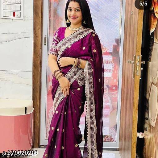     			Shivadit ethnic Georgette Embroidered Saree With Unstitched Blouse Piece ( Purple )