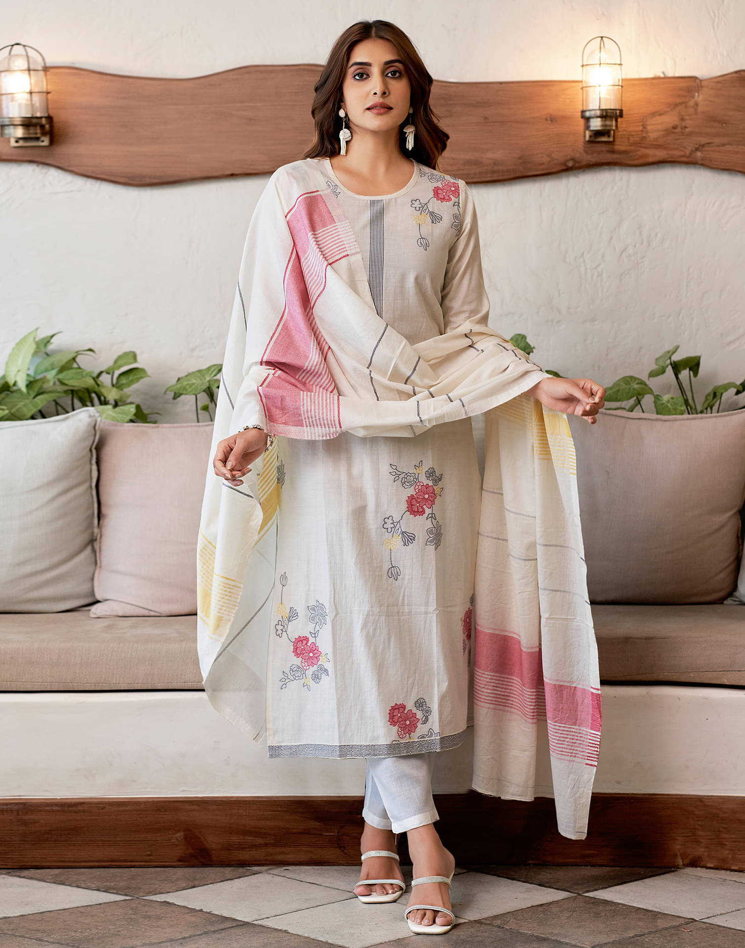 Skylee Cotton Self Design Kurti With Pants Women's Stitched Salwar Suit - Off White ( Pack of 1 ) Skylee Cotton Self Design Kurti With Pants Women's Stitched Salwar Suit - Off White ( Pack of 1 )