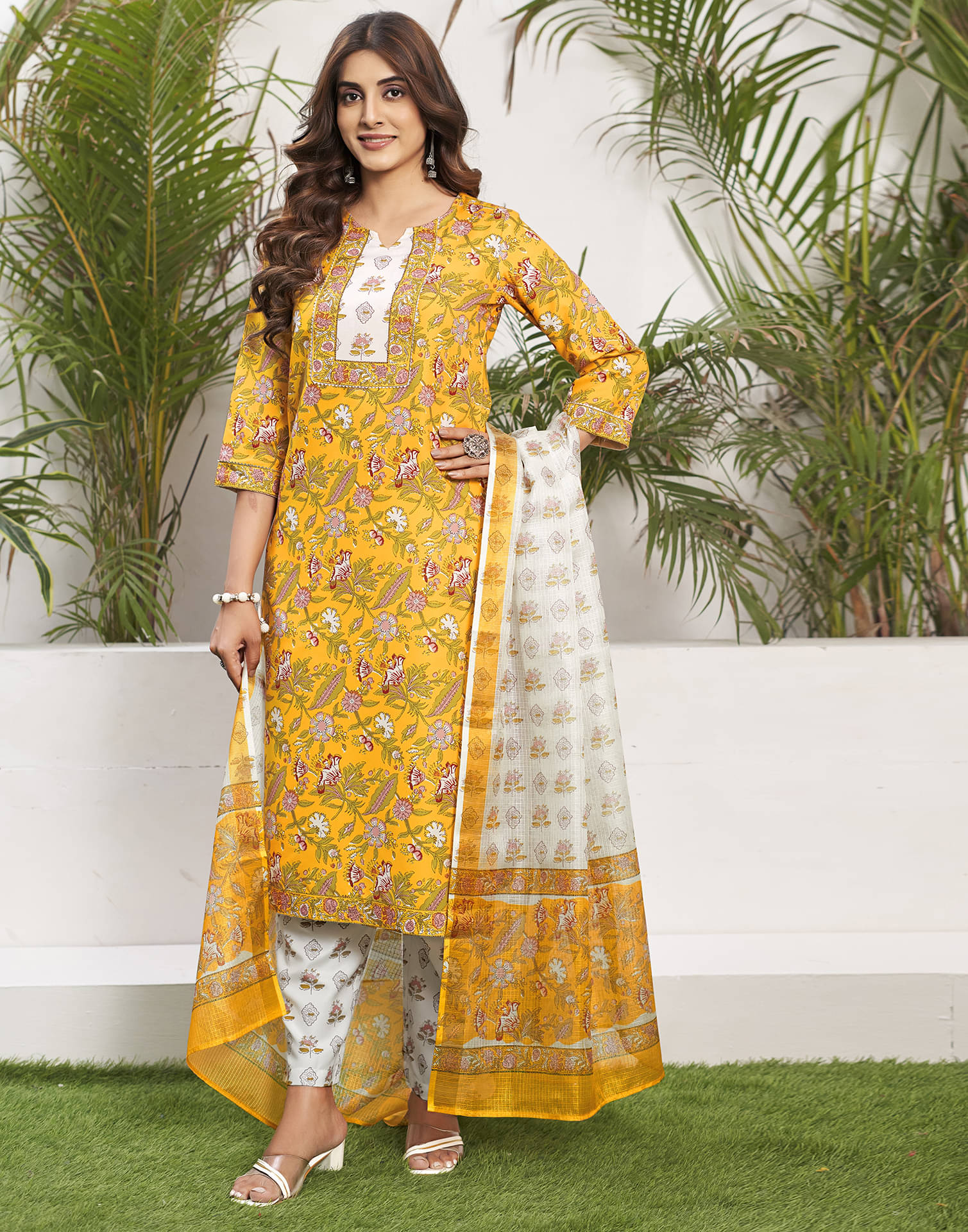 Skylee Rayon Printed Kurti With Pants Women's Stitched Salwar Suit - Yellow ( Pack of 1 ) Skylee Rayon Printed Kurti With Pants Women's Stitched Salwar Suit - Yellow ( Pack of 1 )
