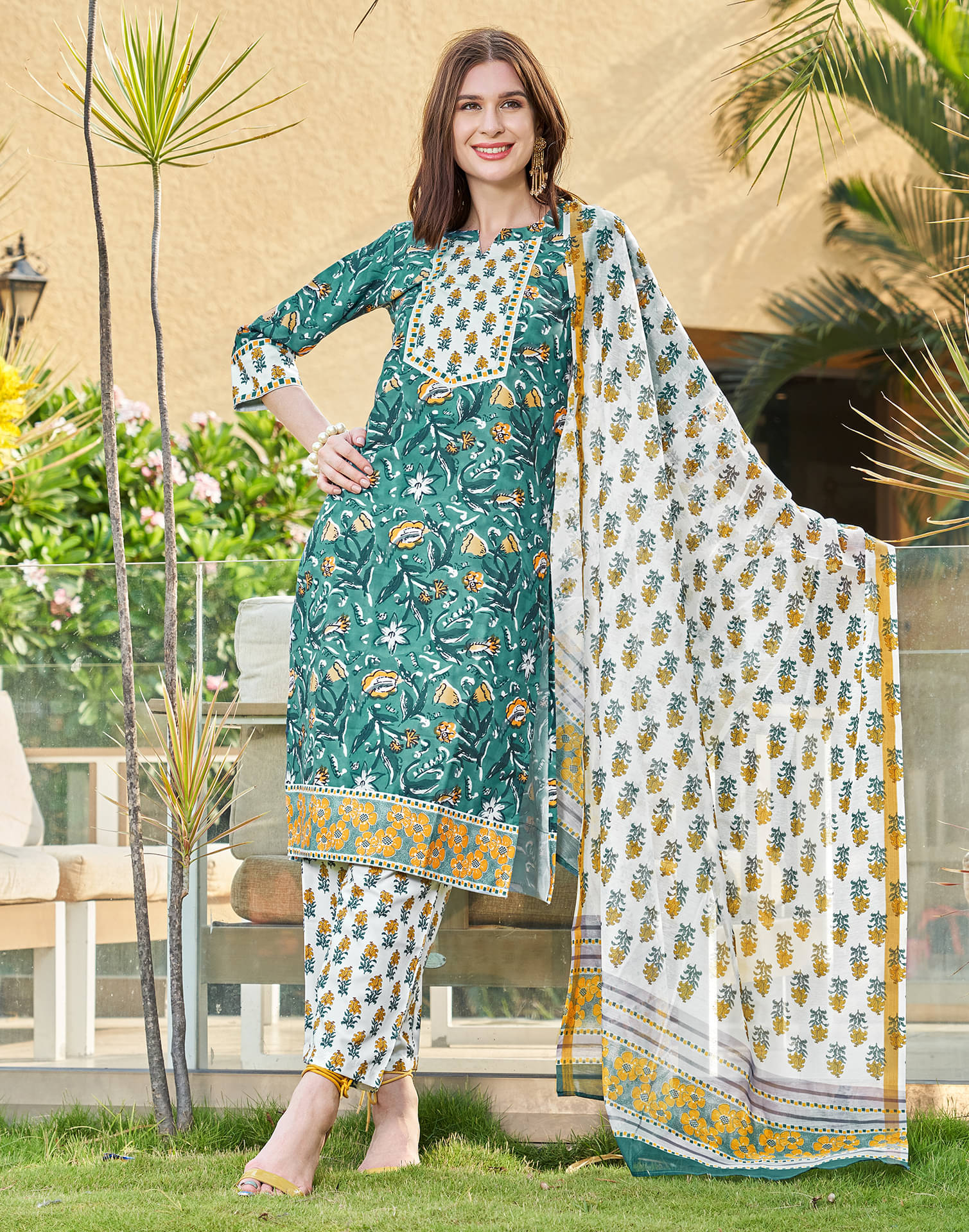 Skylee Rayon Printed Kurti With Pants Women's Stitched Salwar Suit - Green ( Pack of 1 ) Skylee Rayon Printed Kurti With Pants Women's Stitched Salwar Suit - Green ( Pack of 1 )