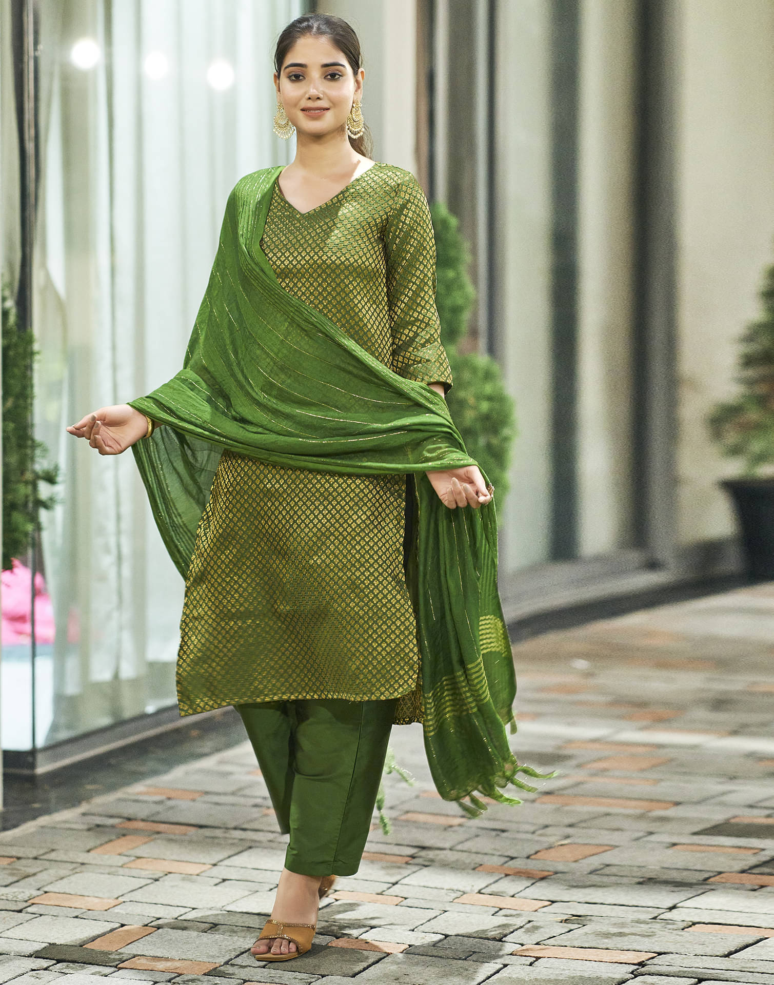 Skylee Silk Blend Self Design Kurti With Pants Women's Stitched Salwar Suit - Green ( Pack of 1 ) Skylee Silk Blend Self Design Kurti With Pants Women's Stitched Salwar Suit - Green ( Pack of 1 )