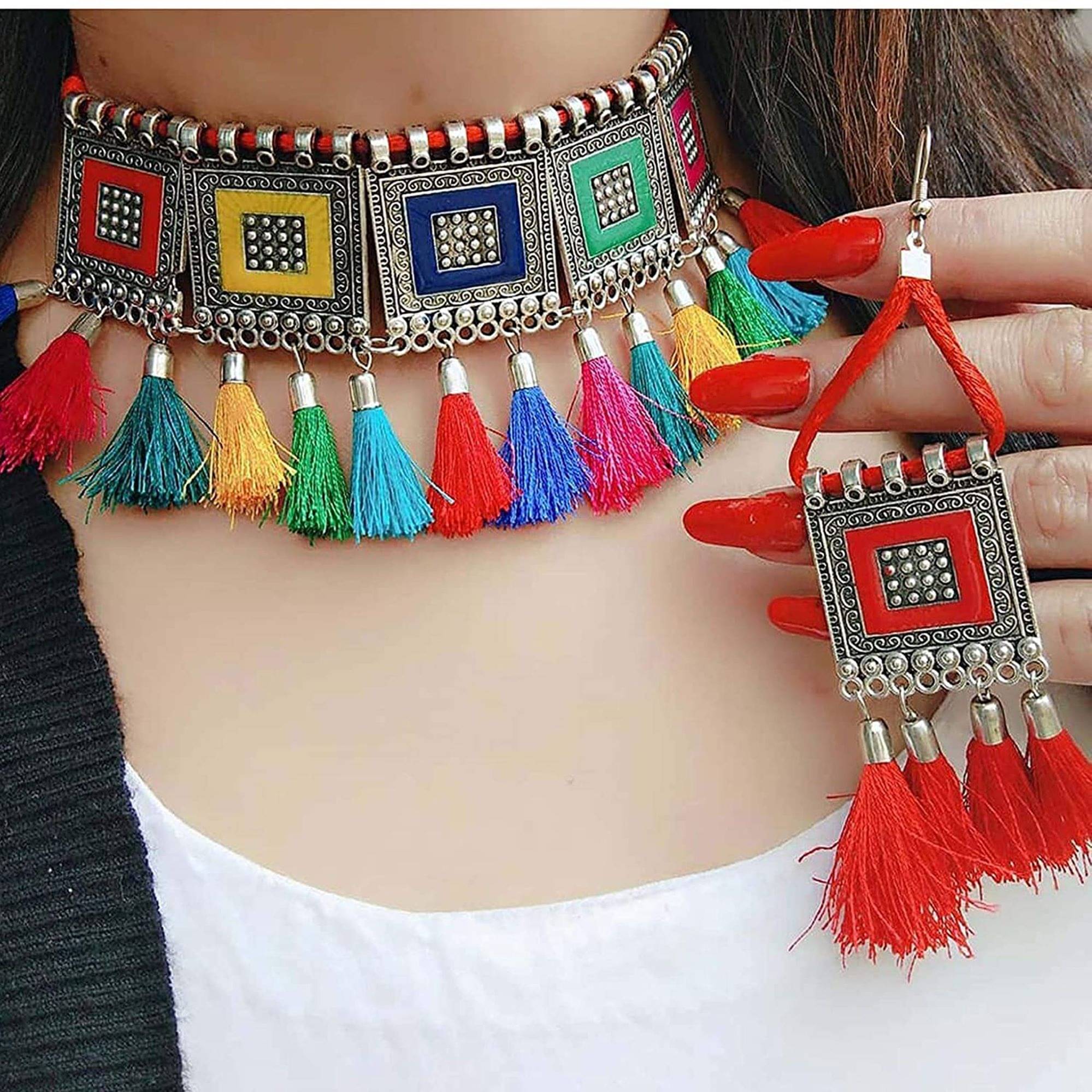     			Sunhari Jewels Multicolor Alloy Necklace Set ( Pack of 1 )