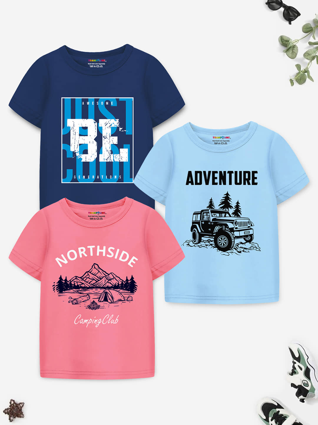 Trampoline Pack of 2 Boys Cotton Blend T-Shirt ( Multi Color )