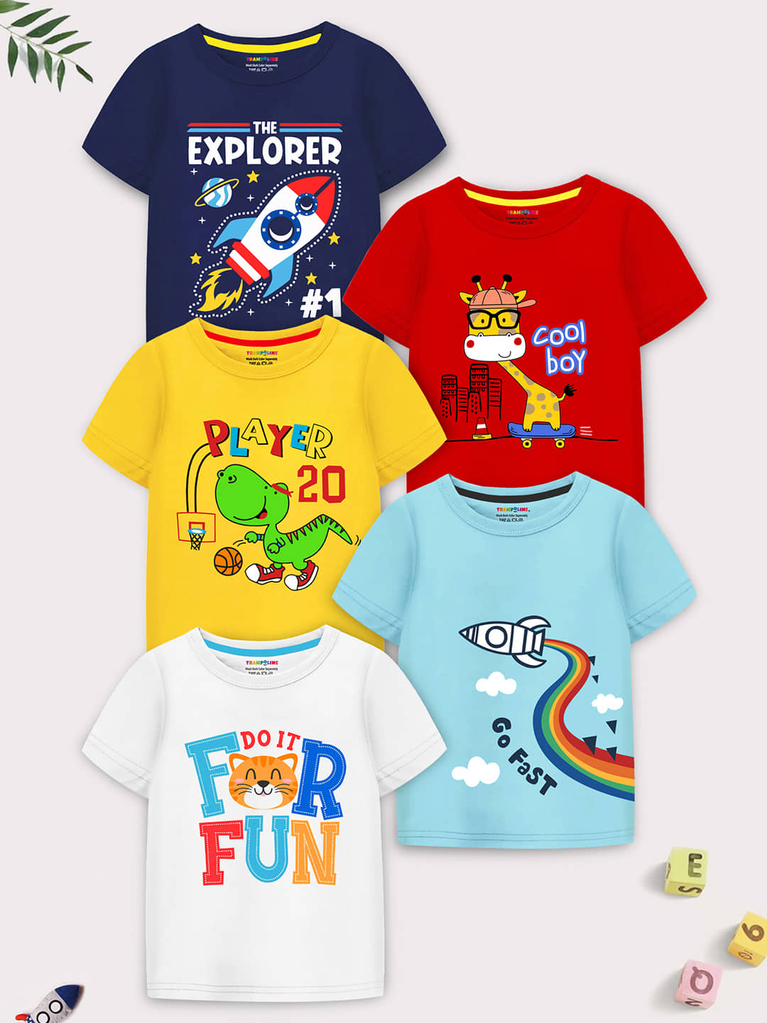 Trampoline Pack of 3 Boys Cotton Blend T-Shirt ( Multicolor )