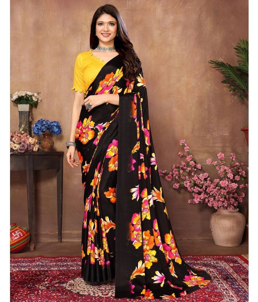     			Yashika Silk Blend Printed Saree With Unstitched Blouse Piece ( Orange )