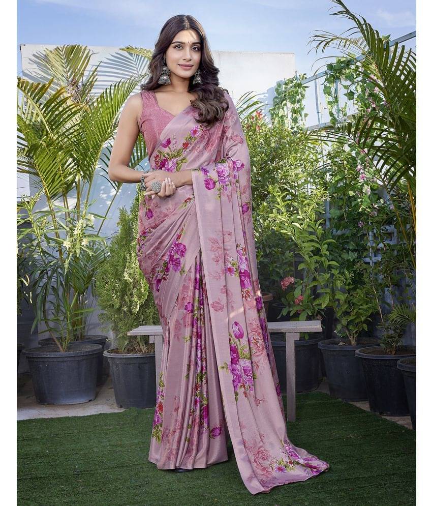     			Yashika Silk Blend Printed Saree With Unstitched Blouse Piece ( Pink )