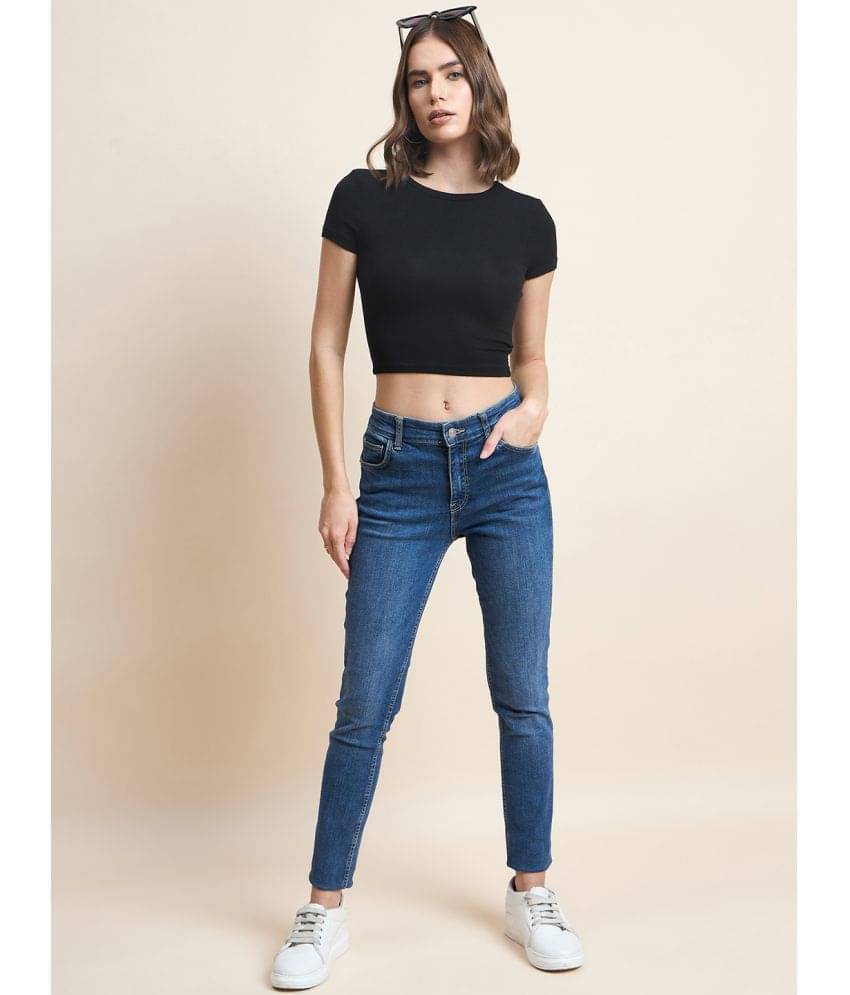     			98 Degree North Women's Cotton Crop Top ( Black )