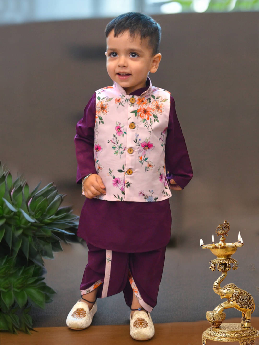 A.T.U.N. Boys Polyester Blend Floral - Pattern Dhoti Kurta Set ( Wine , Pack of 1 )     			A.T.U.N. Boys Polyester Blend Floral - Pattern Dhoti Kurta Set ( Wine , Pack of 1 )