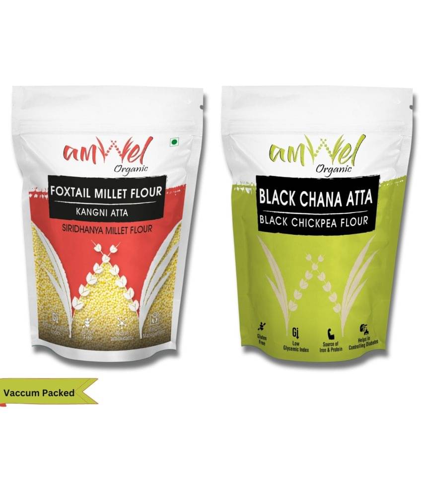 Amwel Foxtail Millet Flour 450g + Black Chickpea Flour 450g 900 gm Pack of 2 Amwel Foxtail Millet Flour 450g + Black Chickpea Flour 450g 900 gm Pack of 2