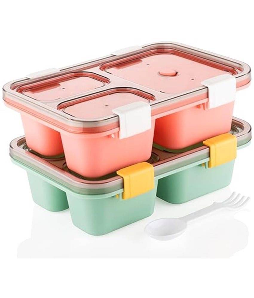 Analog Kitchenware 3 Compartment School/Office Plastic Lunch Box 1 - Container ( Pack of 2 ) Analog Kitchenware 3 Compartment School/Office Plastic Lunch Box 1 - Container ( Pack of 2 )