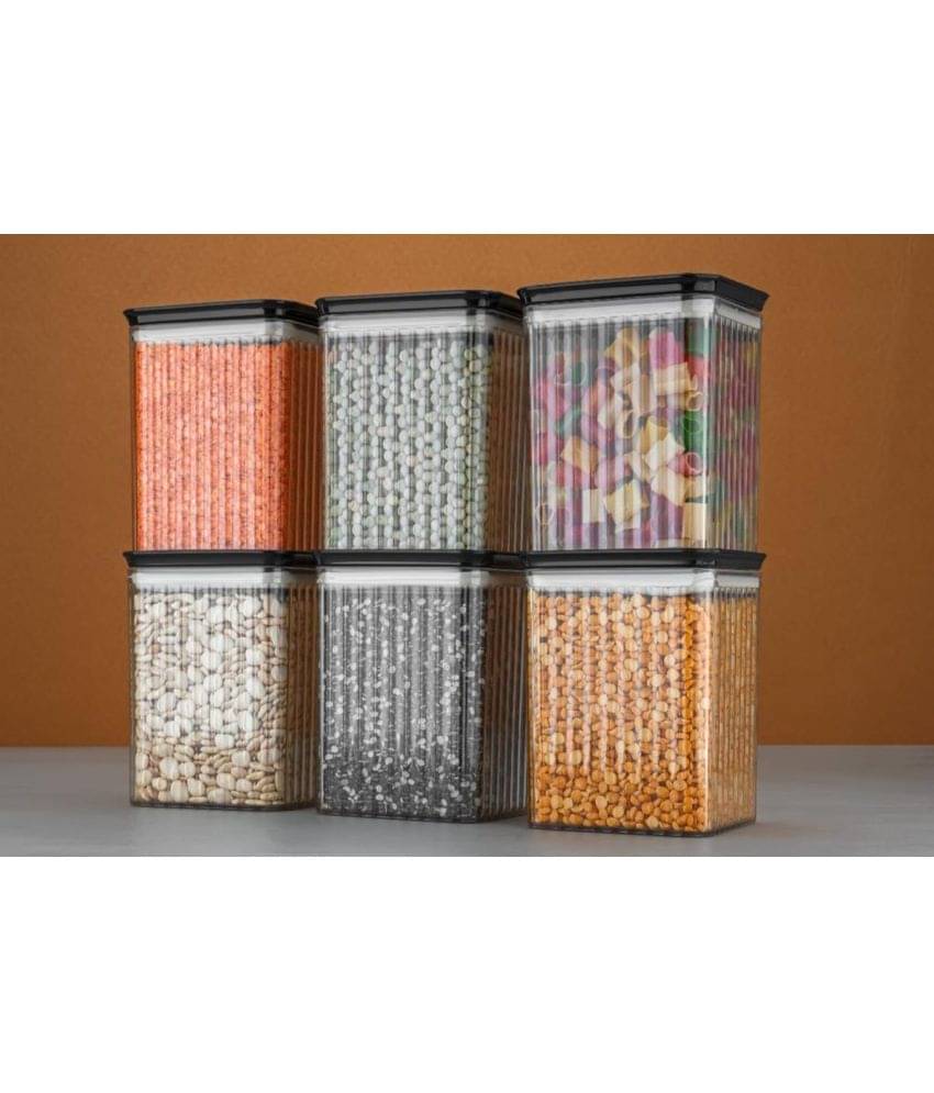 Analog Kitchenware Dal/Grocery/Food Plastic Black Multi-Purpose Container ( Set of 6 ) Analog Kitchenware Dal/Grocery/Food Plastic Black Multi-Purpose Container ( Set of 6 )