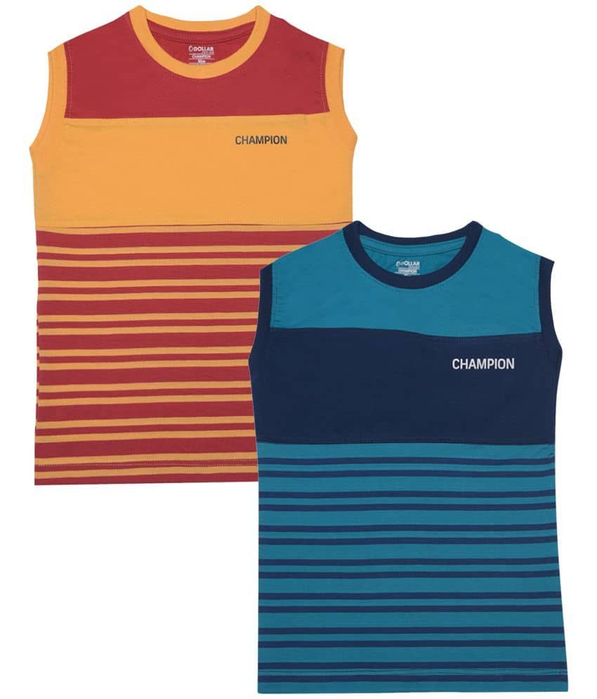 Dollar Champion Kidswear Pack of 2 Boys Cotton T-Shirt ( Multicolor )